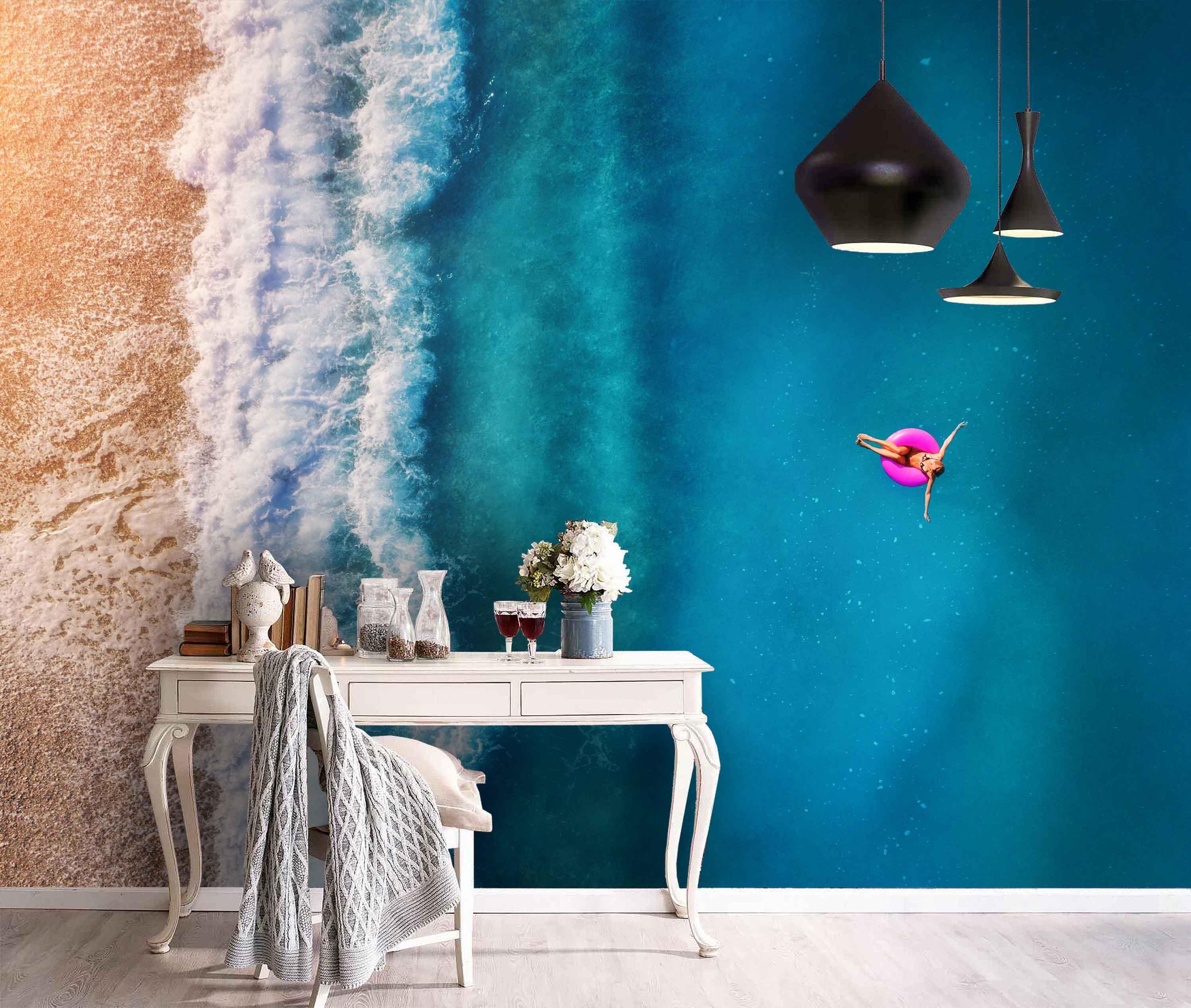 3D Blue Sea Beach Wall Mural Wallpaper 109- Jess Art Decoration
