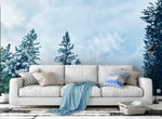 3D snow pine trees sky wall mural wallpaper 158- Jess Art Decoration