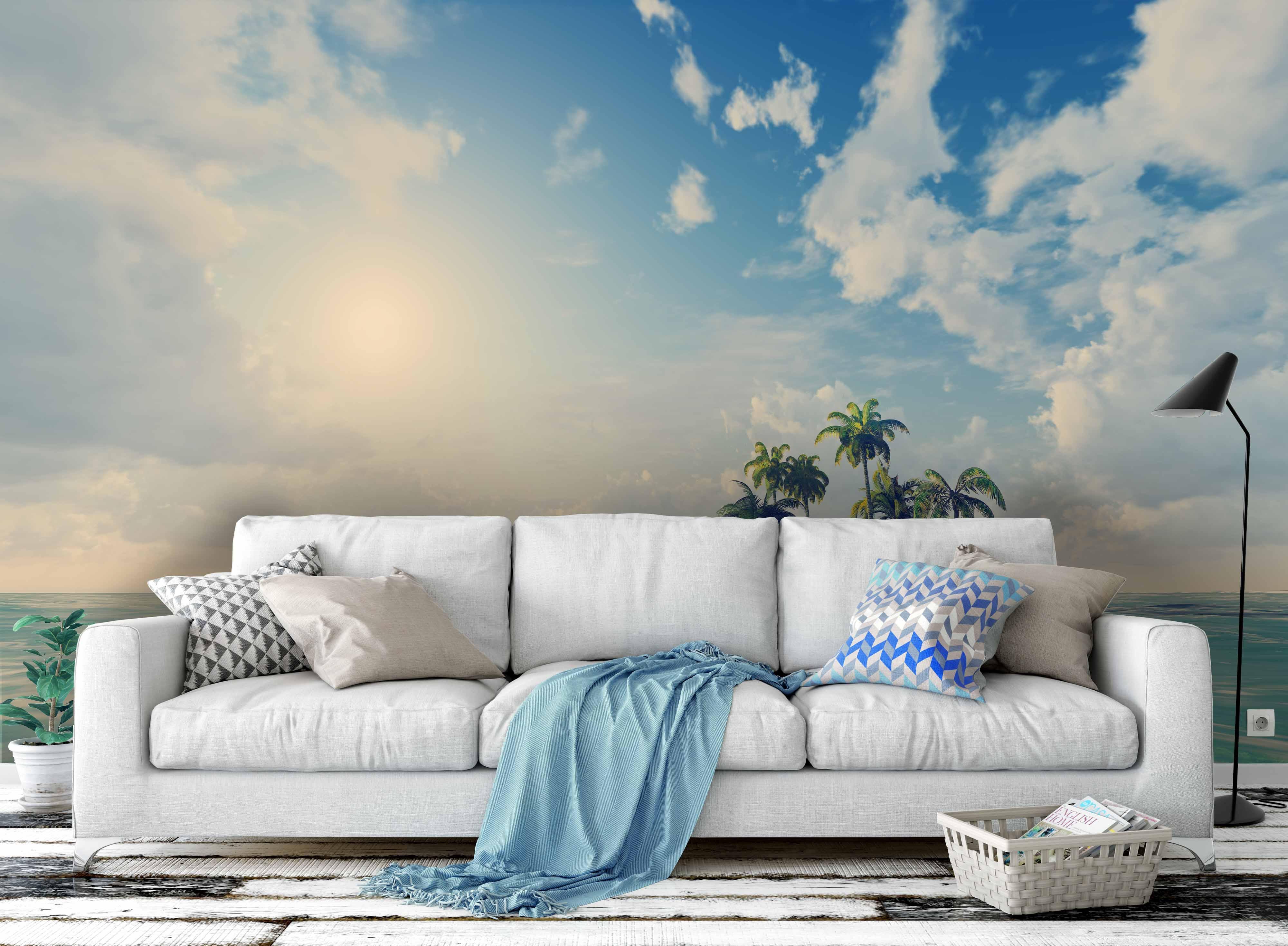 3D blue sky sea coconut tree wall mural wallpaper 71- Jess Art Decoration