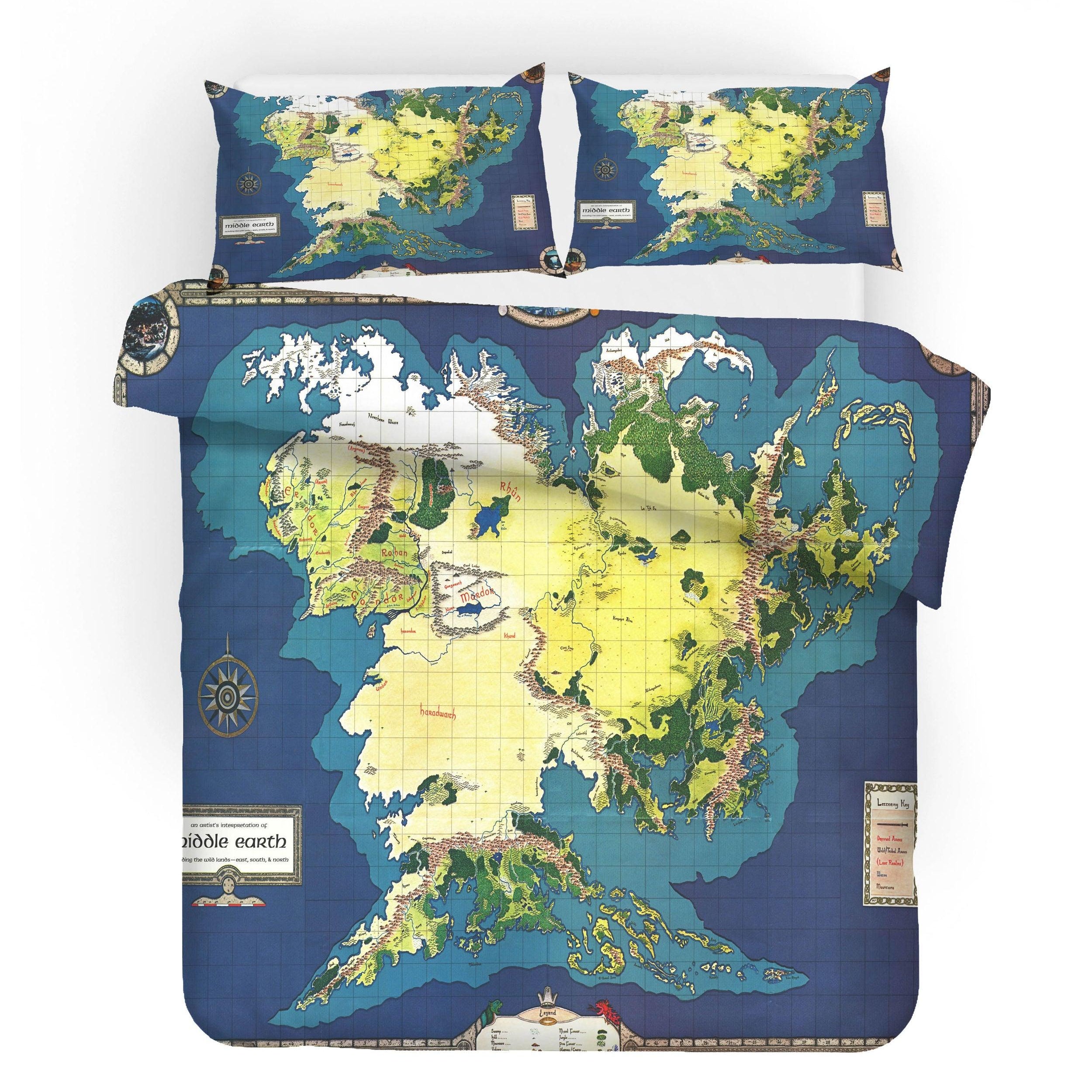 3D Retro World Map Quilt Cover Set Bedding Set Pillowcases 35- Jess Art Decoration