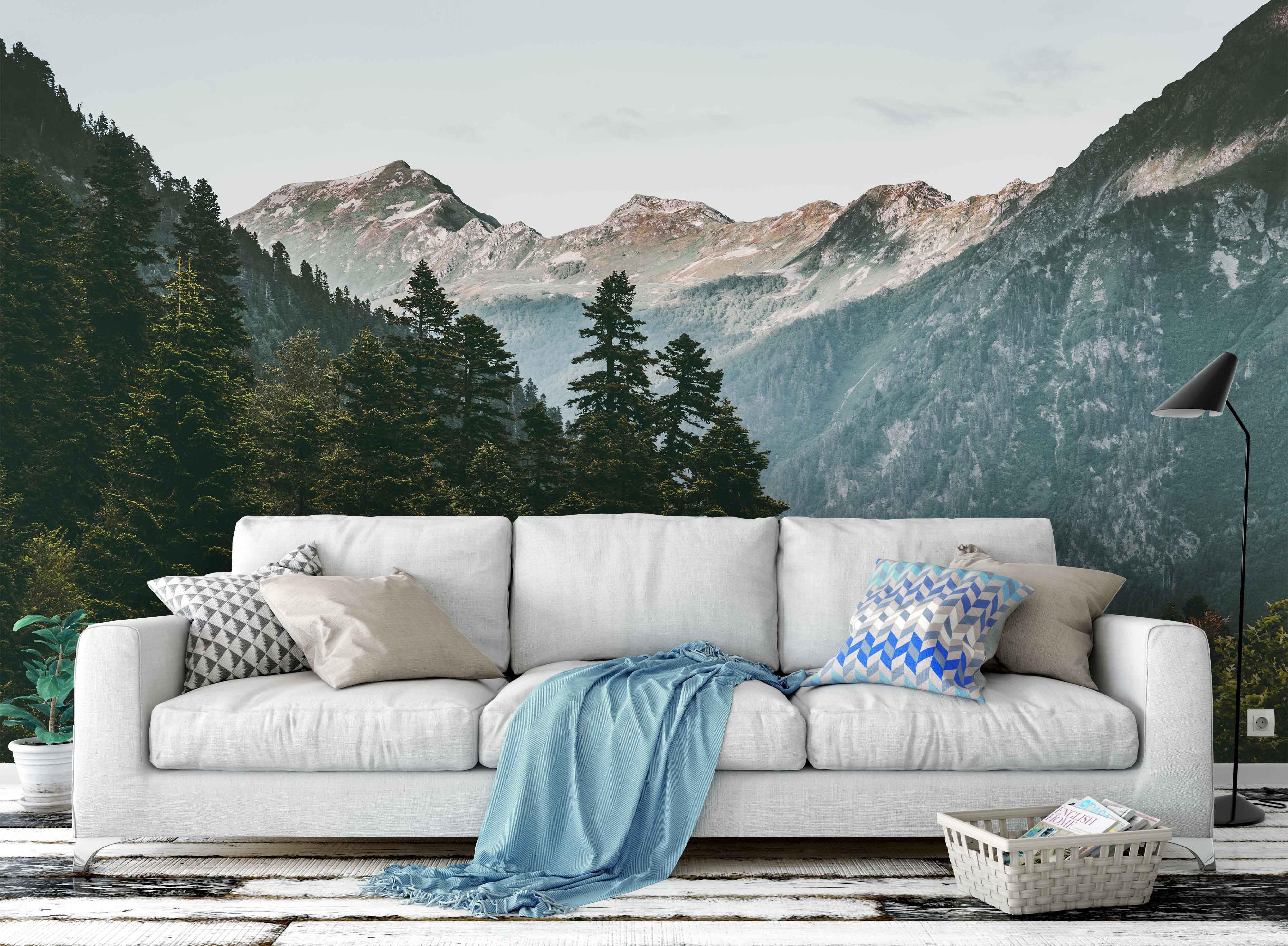 3D pine tree mountain wall mural wallpaper 157- Jess Art Decoration