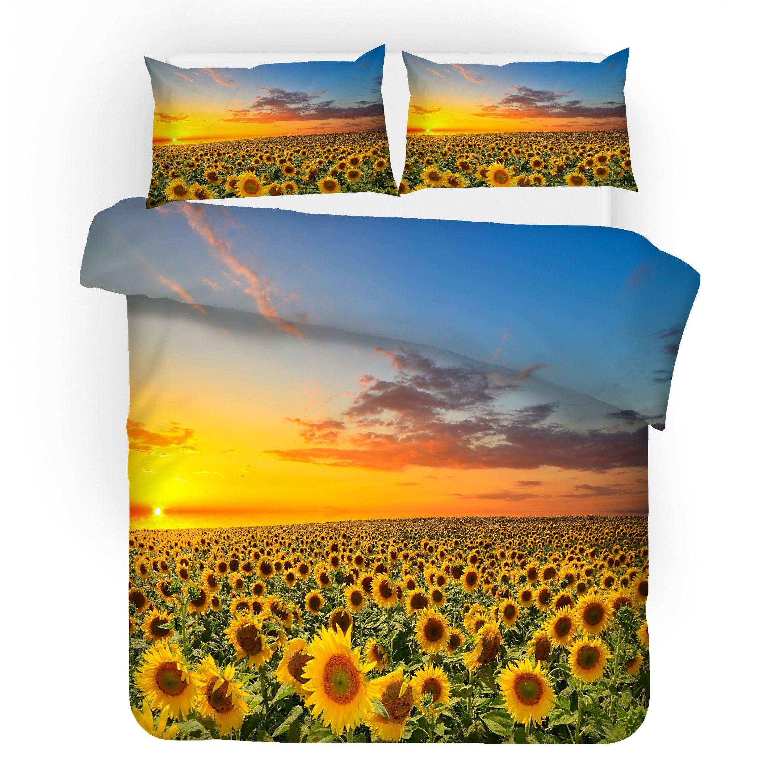 3D Sunflower Field Quilt Cover Set Bedding Set Pillowcases 101- Jess Art Decoration