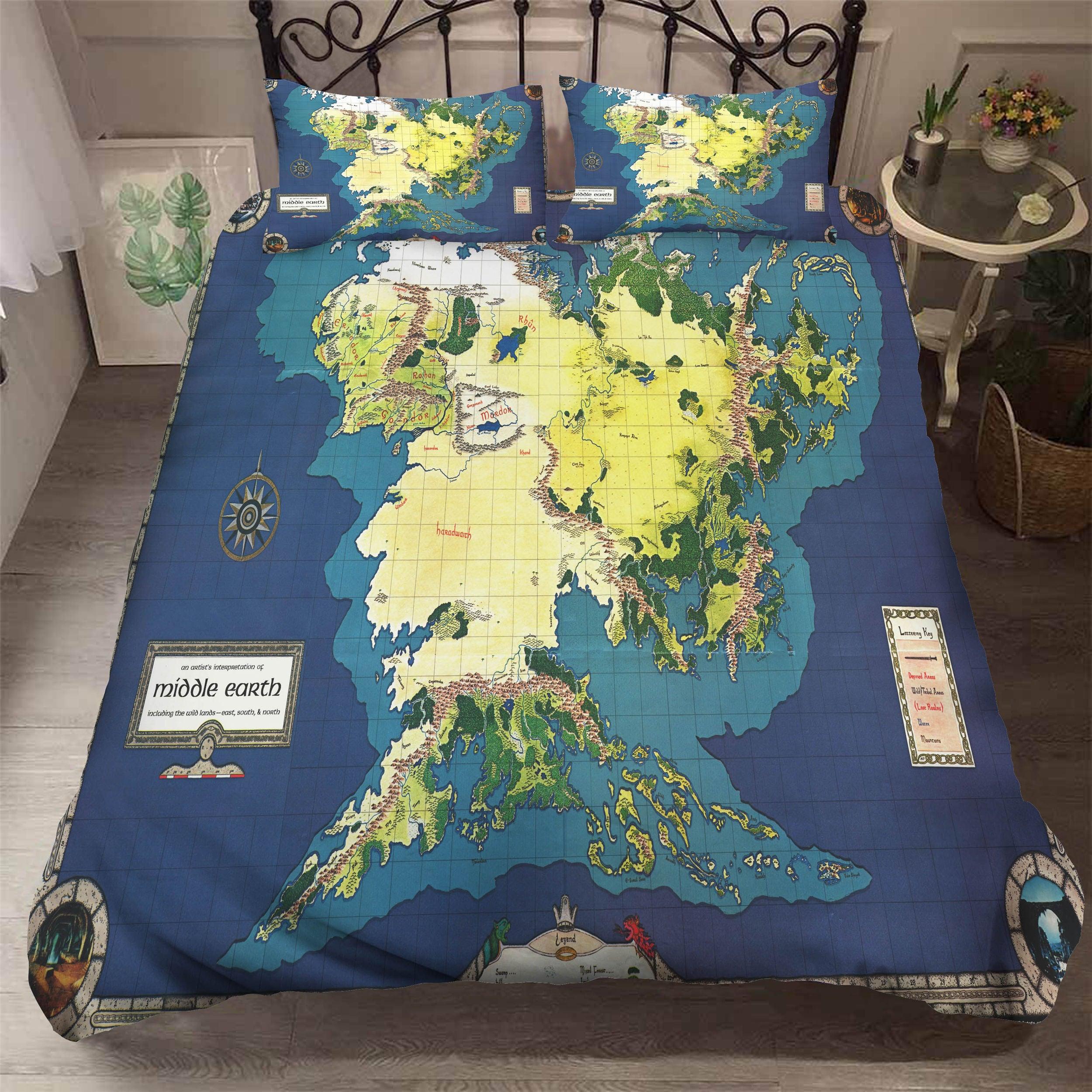 3D Retro World Map Quilt Cover Set Bedding Set Pillowcases 35- Jess Art Decoration