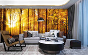 3D Jungle Golden Leaves Wall Mural Wallpaper 166- Jess Art Decoration