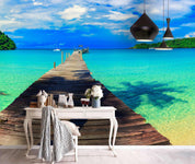 3D Tropical Beach Wooden Bridge Wall Mural Wallpaper 106- Jess Art Decoration