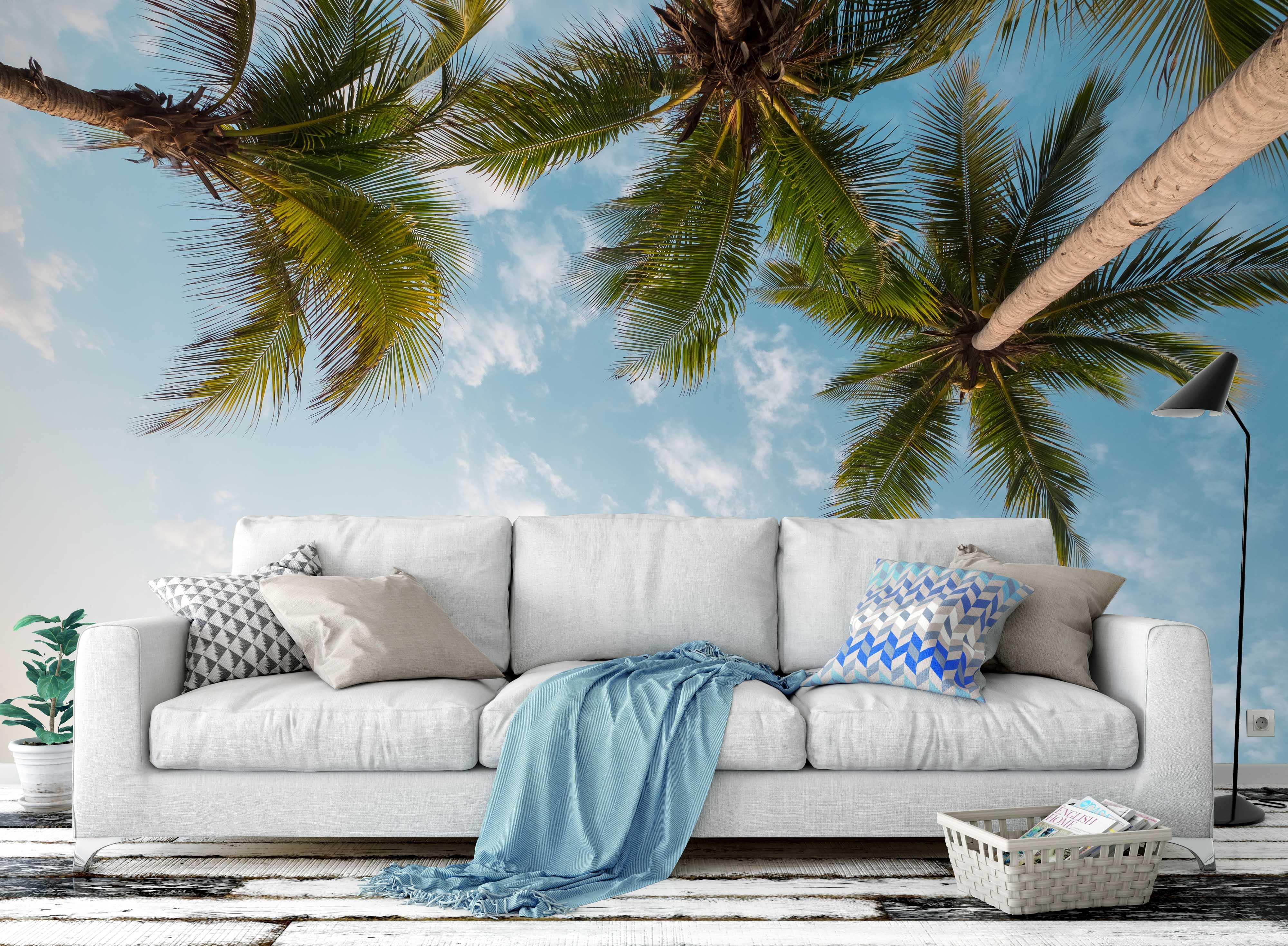 3D Blue Sky Tropical Plants Wall Mural Wallpaper   194- Jess Art Decoration