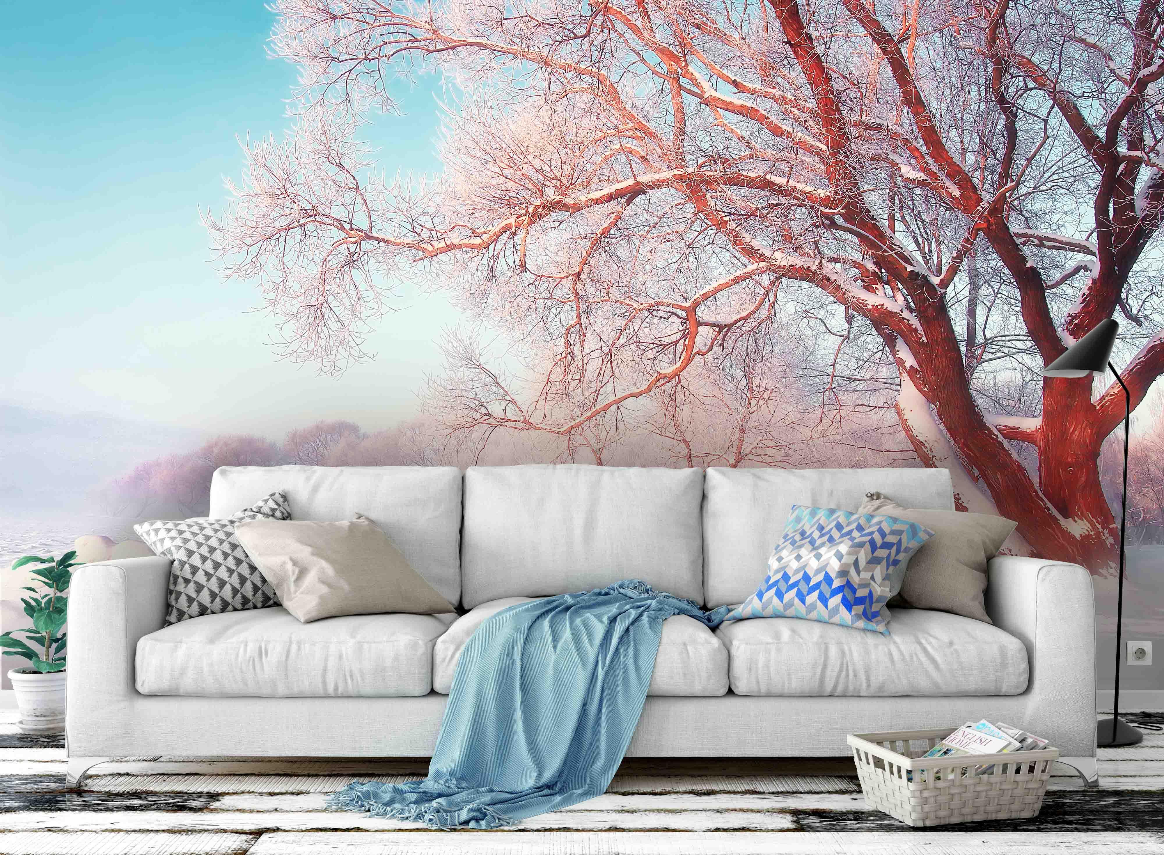 3D Blue Sky Snow  Winter Wall Mural Wallpaper  161- Jess Art Decoration