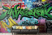 3D Green Letter Graffiti Wall Mural Wallpaper 3- Jess Art Decoration