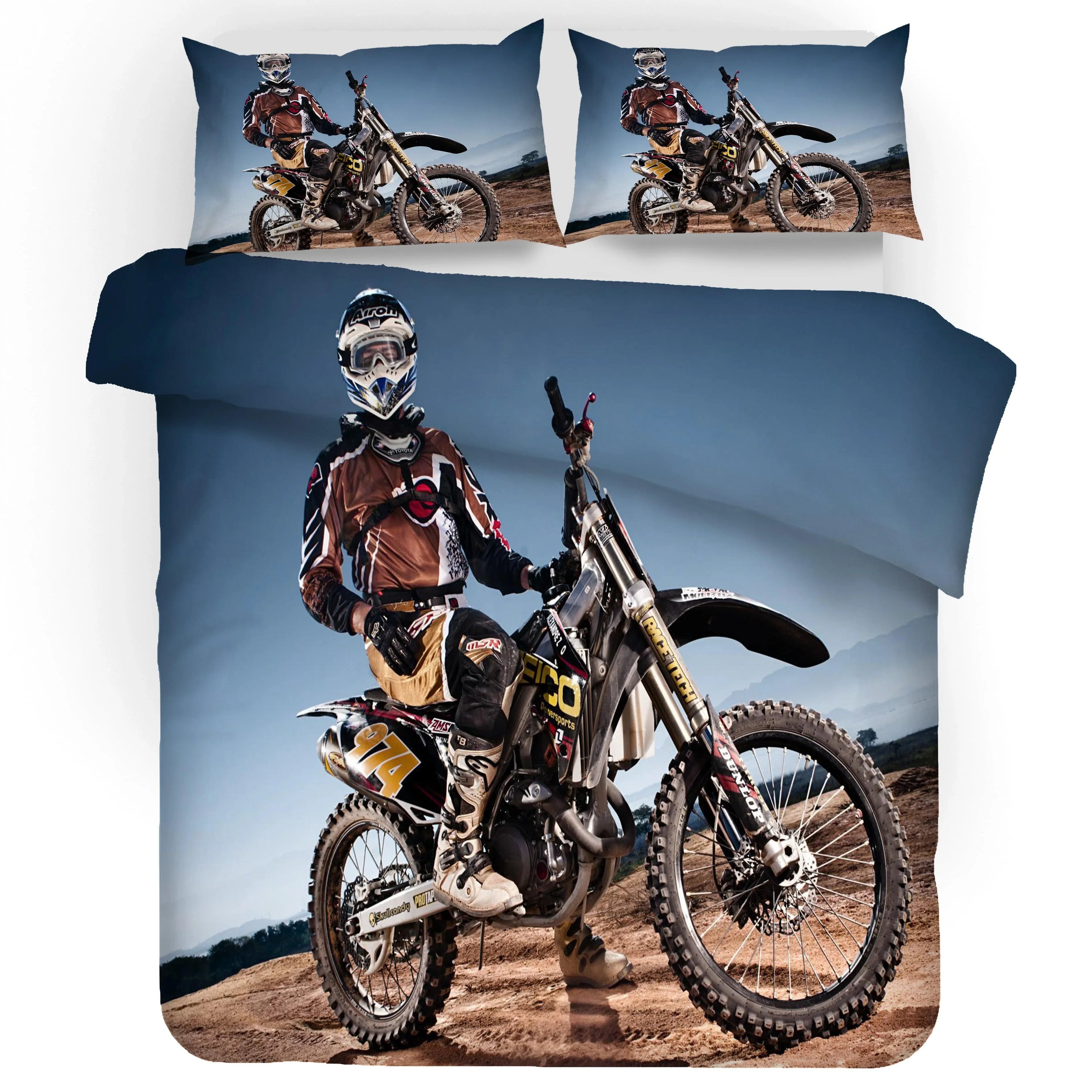 3D Motocross Desert Quilt Cover Set Bedding Set Pillowcases 176- Jess Art Decoration