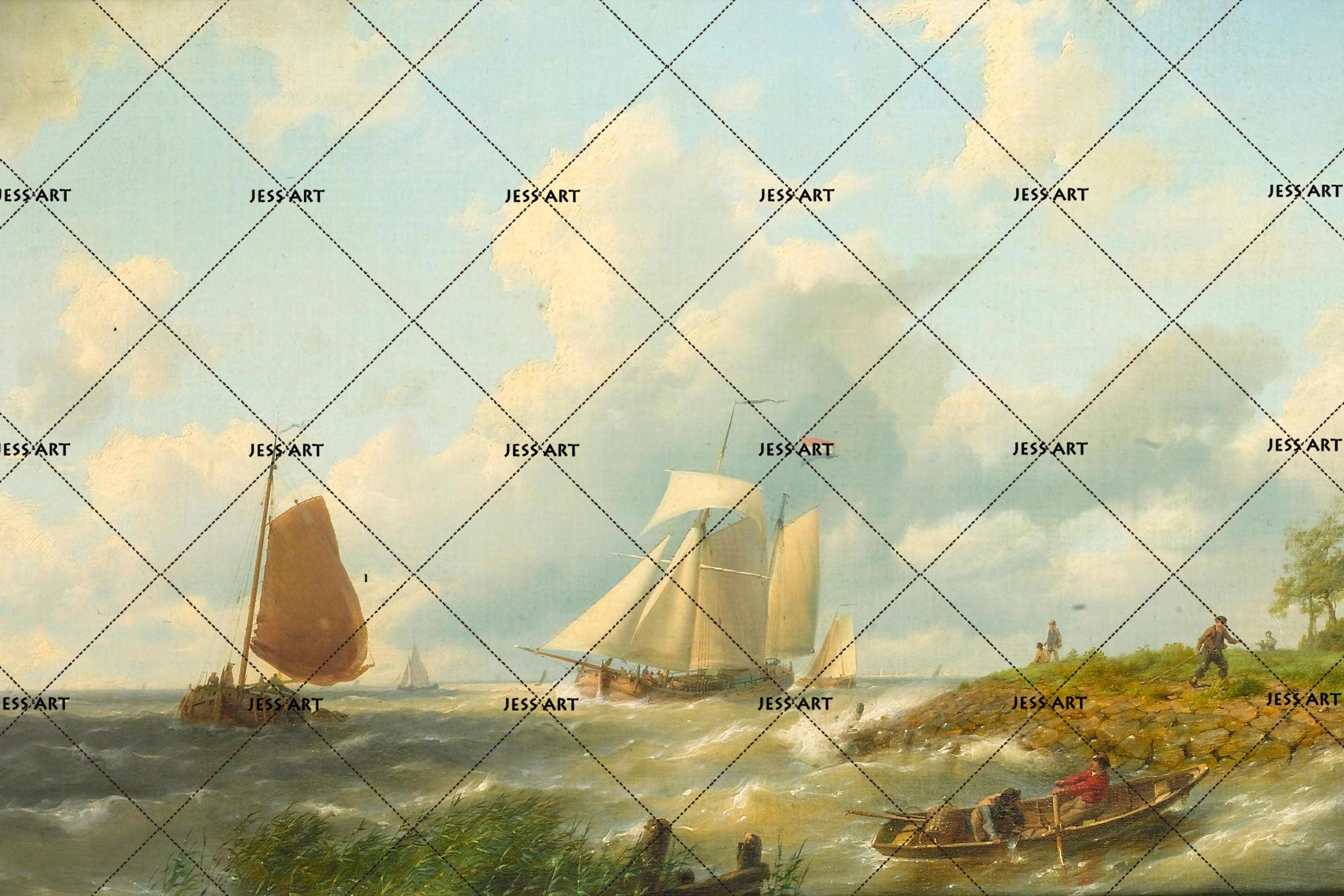 3D sky sailboat river trees painting wall mural wallpaper 45- Jess Art Decoration