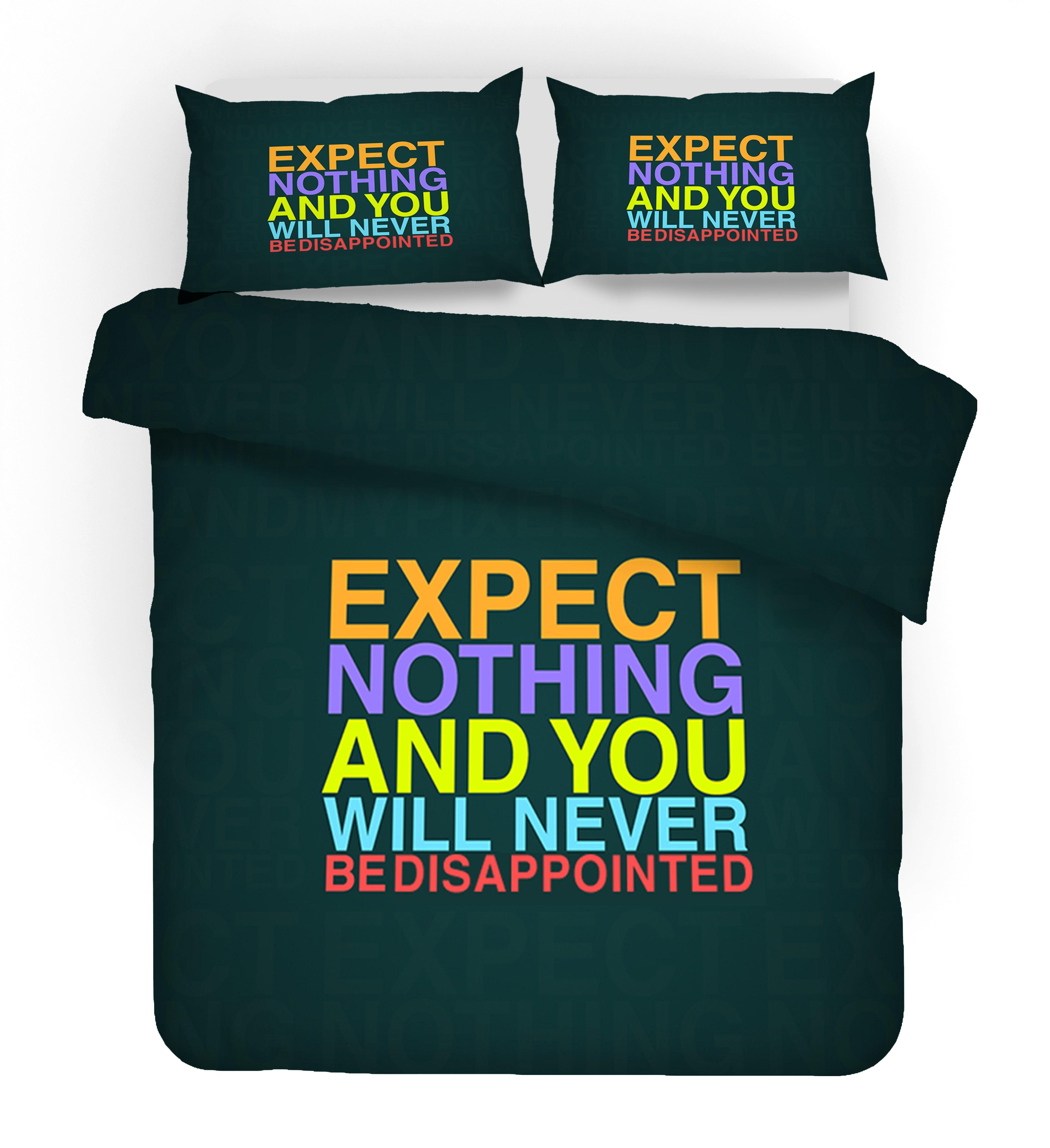 3D Dark Green Slogan Quilt Cover Set Bedding Set Pillowcases 30- Jess Art Decoration