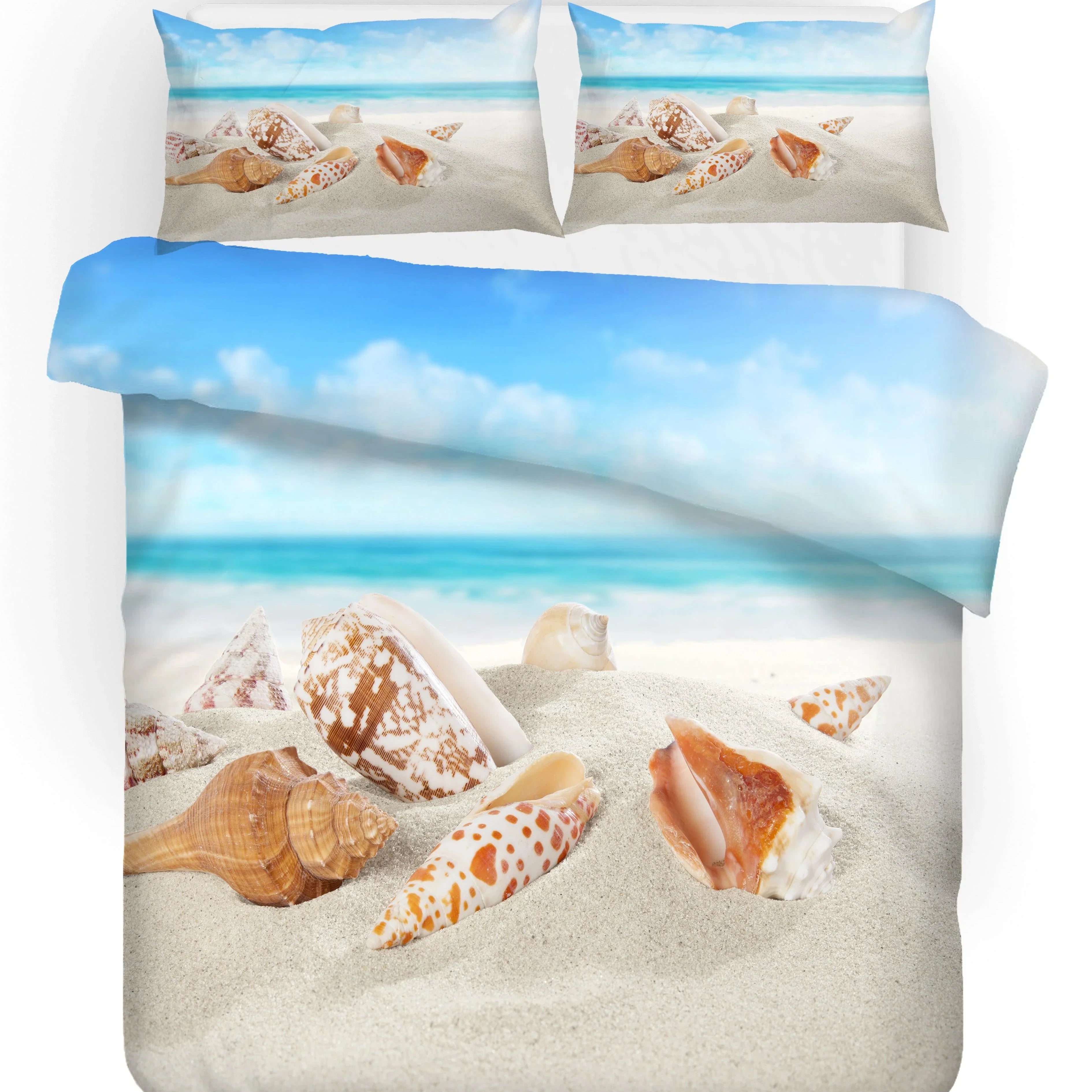 3D Sea Beach Conch Quilt Cover Set Bedding Set Pillowcases 128- Jess Art Decoration