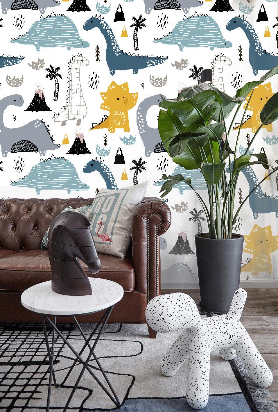 3D Cartoon Lovely Dinosaur Wall Mural Wallpaper 08- Jess Art Decoration