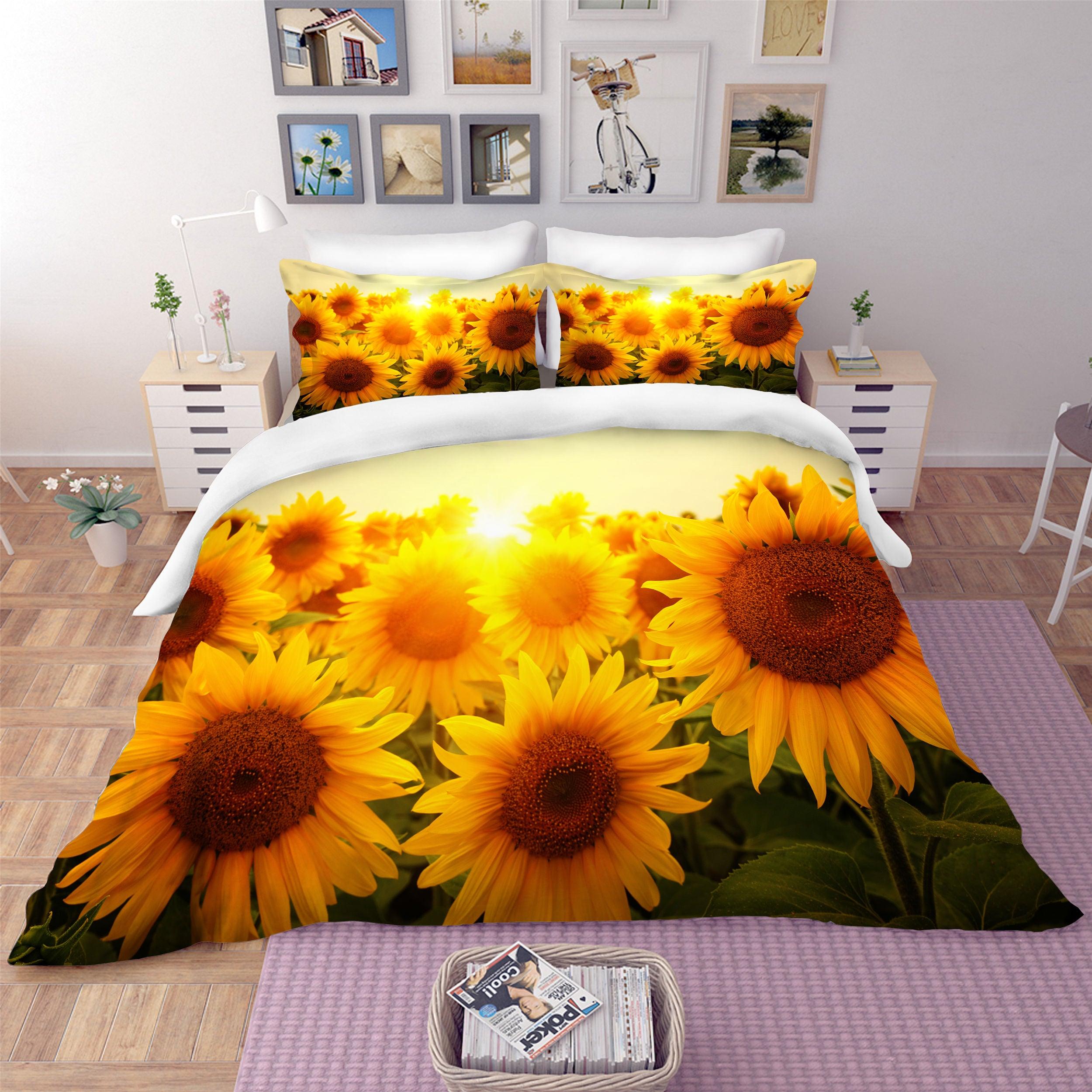 3D Sunflower Field Quilt Cover Set Bedding Set Pillowcases 102- Jess Art Decoration