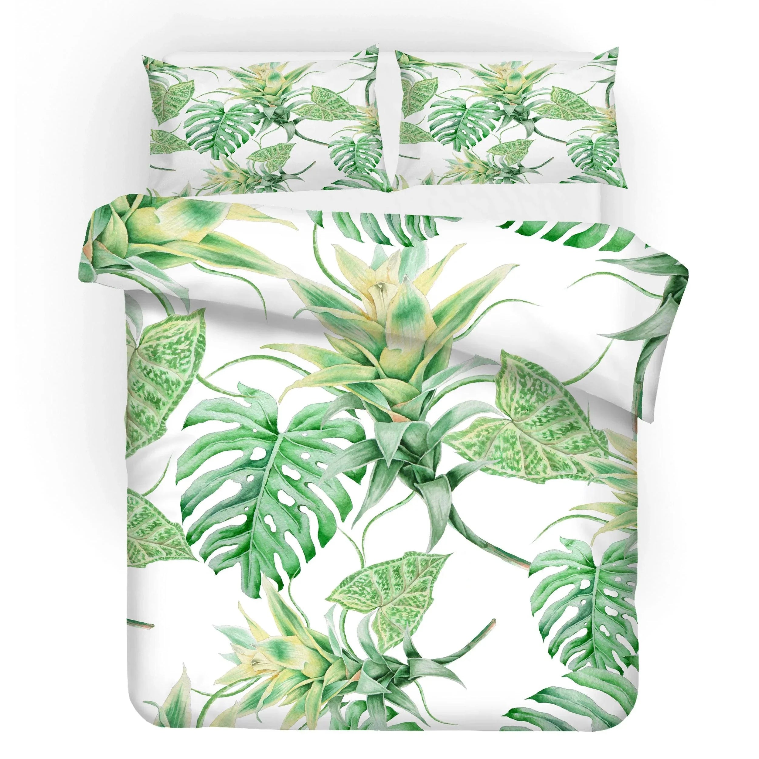 3D Green Palm Leaves Quilt Cover Set Bedding Set Pillowcases 05- Jess Art Decoration