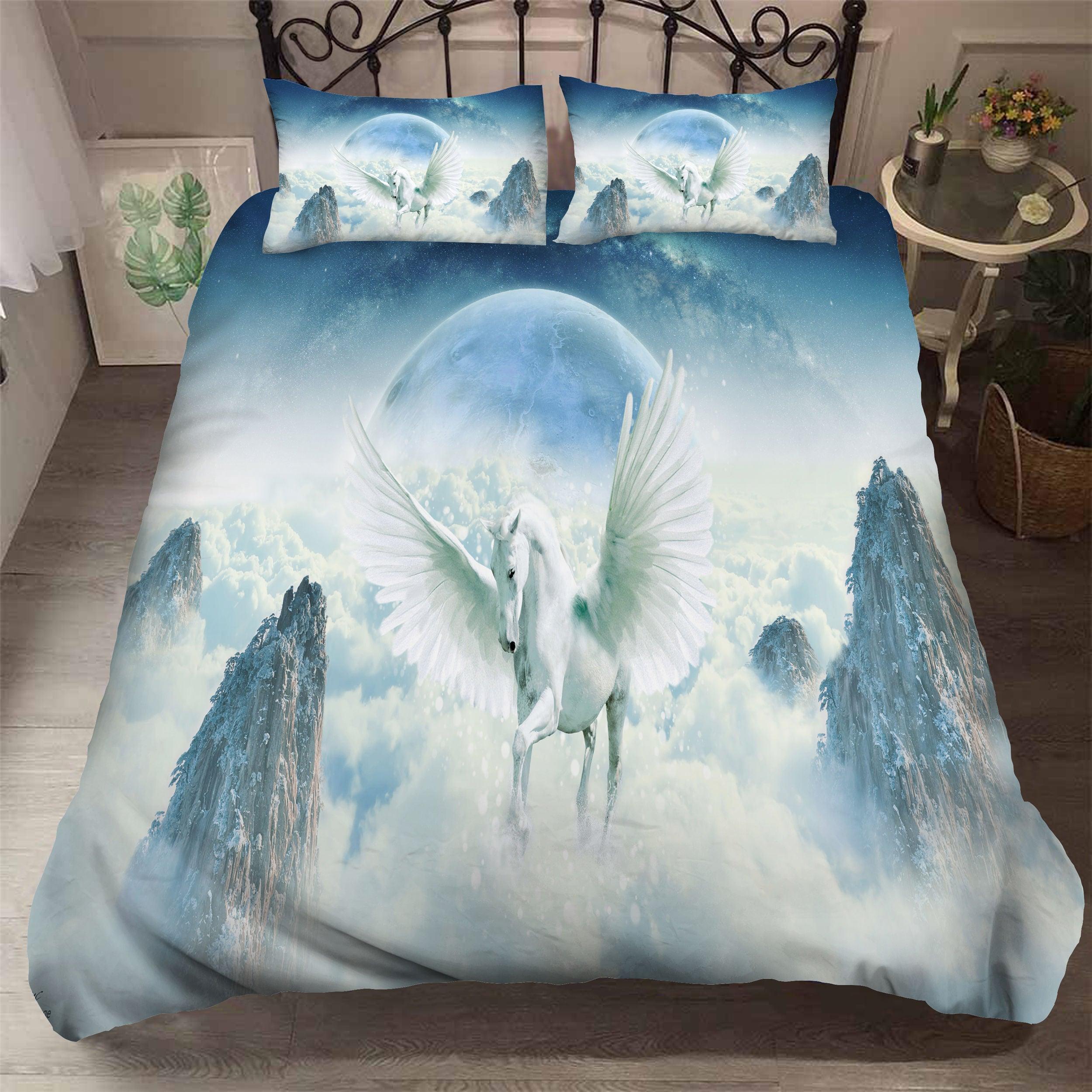 3D White Myth Horse Quilt Cover Set Bedding Set Pillowcases 31- Jess Art Decoration