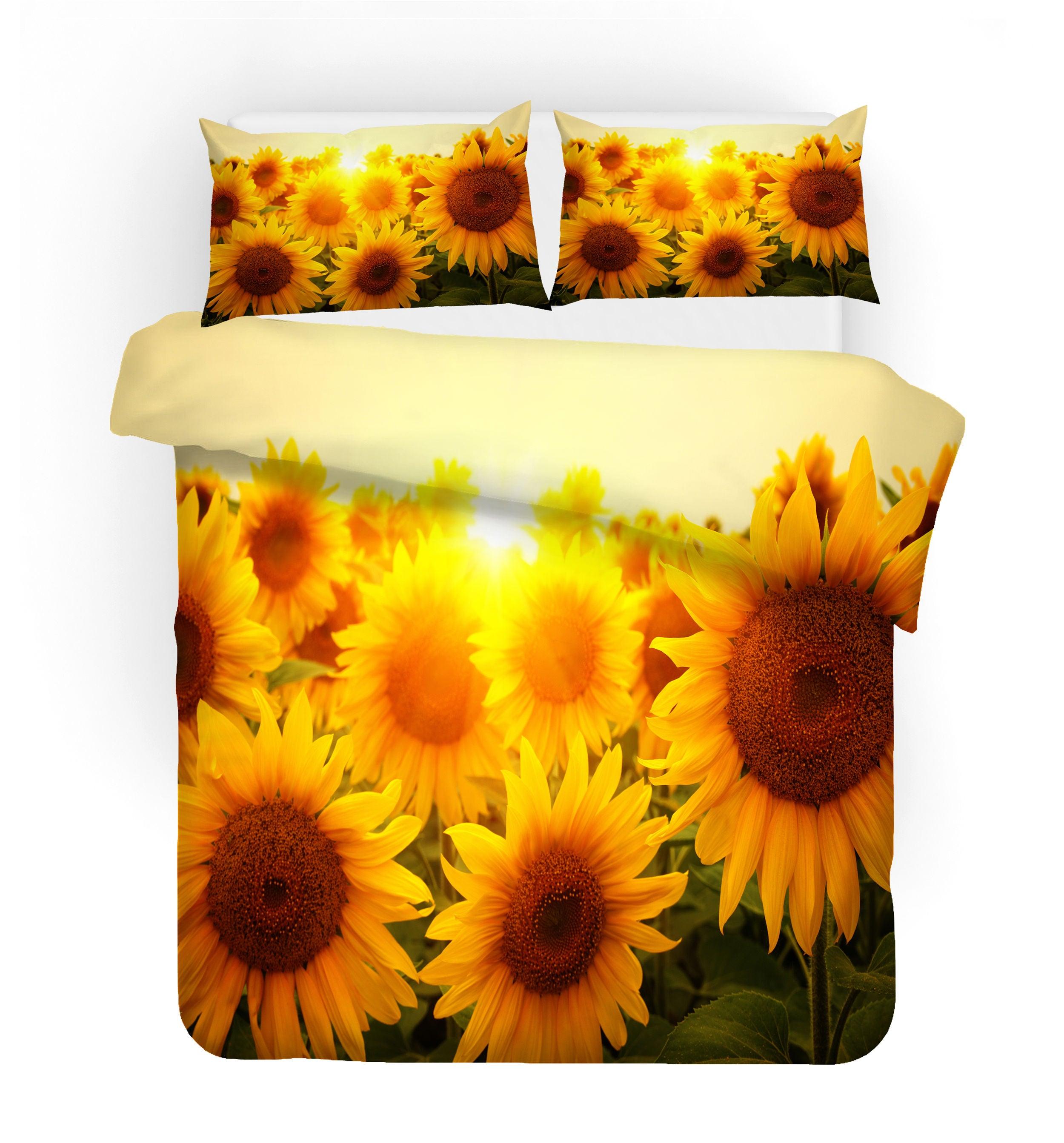 3D Sunflower Field Quilt Cover Set Bedding Set Pillowcases 102- Jess Art Decoration