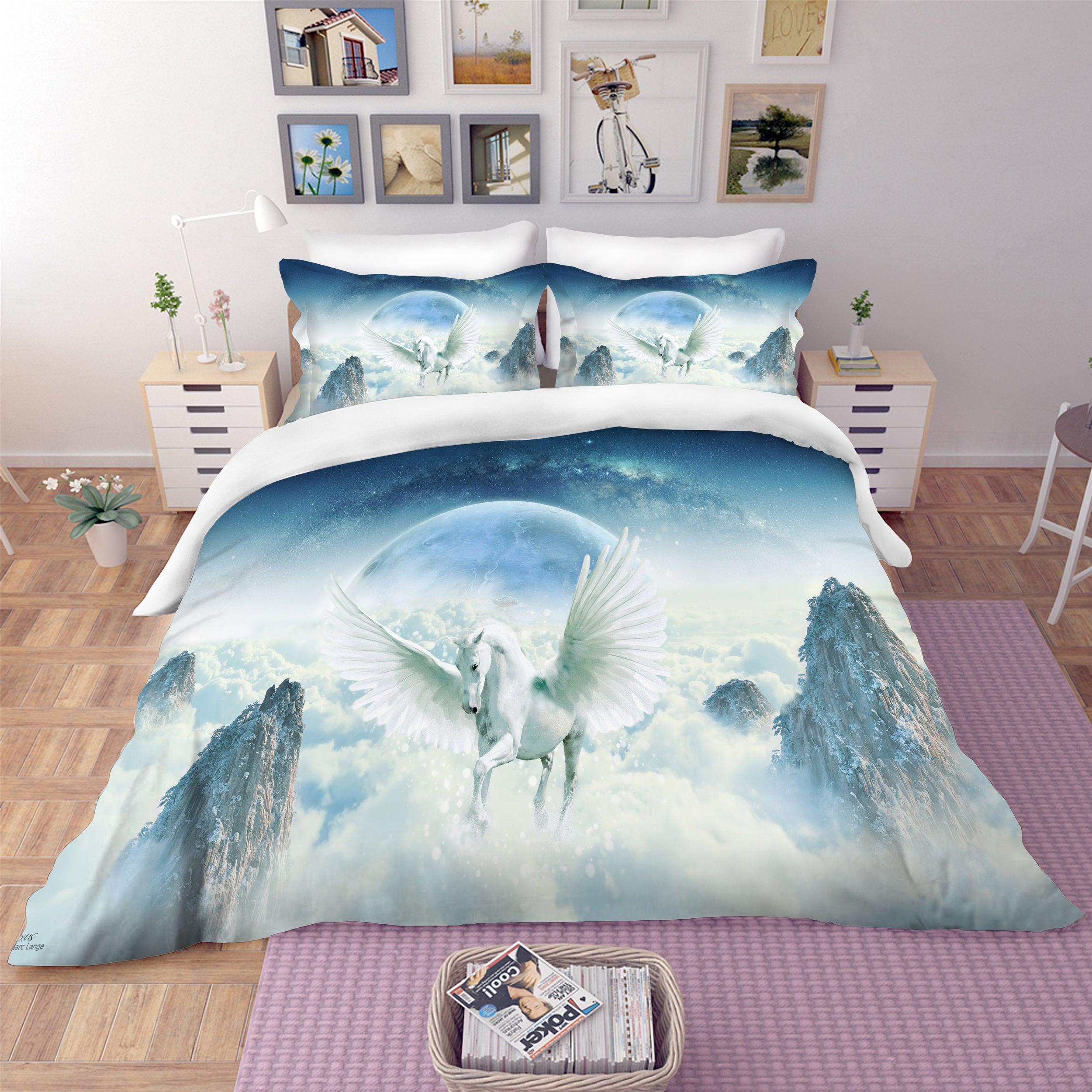 3D White Myth Horse Quilt Cover Set Bedding Set Pillowcases 31- Jess Art Decoration