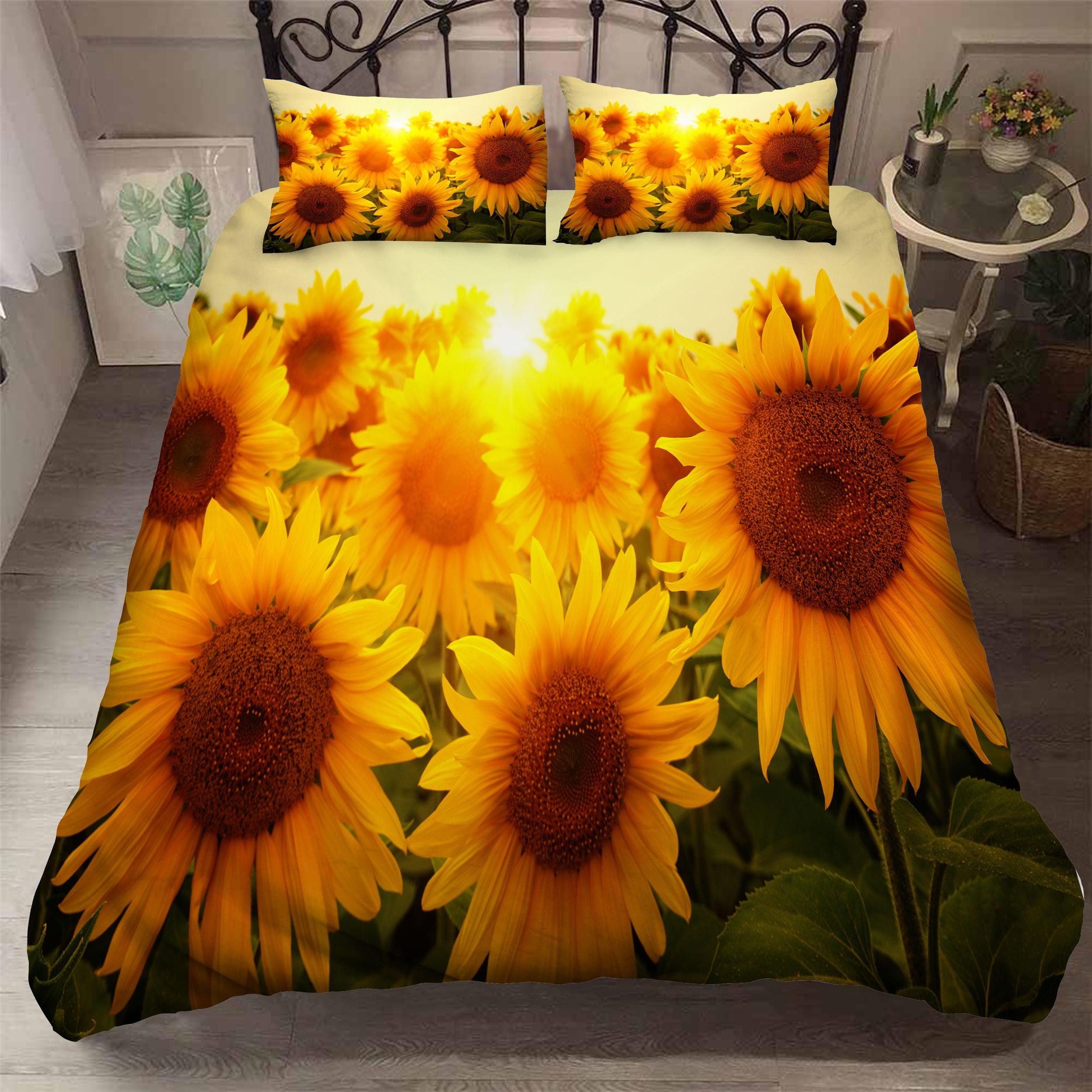 3D Sunflower Field Quilt Cover Set Bedding Set Pillowcases 102- Jess Art Decoration