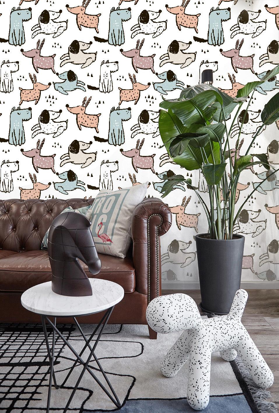 3D Cartoon Animals Dogs Wall Mural Wallpaper 09- Jess Art Decoration