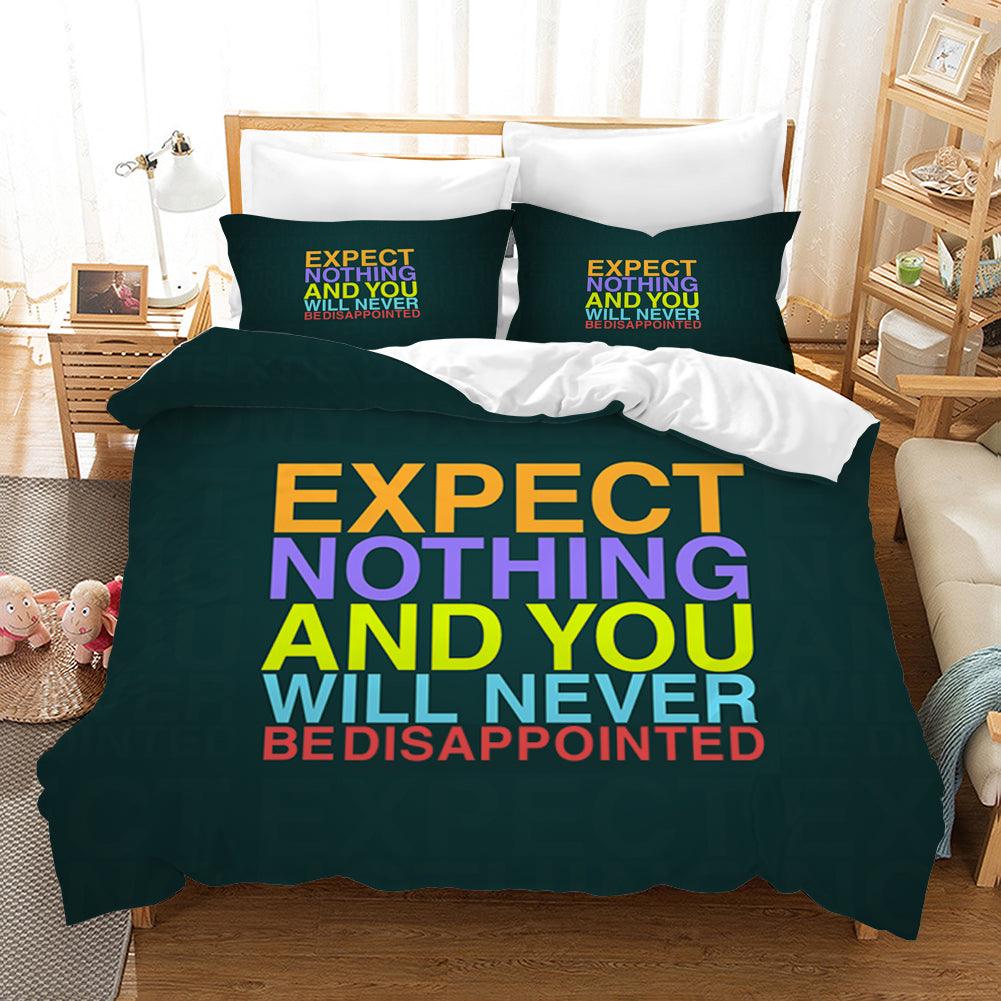 3D Dark Green Slogan Quilt Cover Set Bedding Set Pillowcases 30- Jess Art Decoration