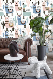 3D Color Cartoon Alpaca Wall Mural Wallpaper 11- Jess Art Decoration
