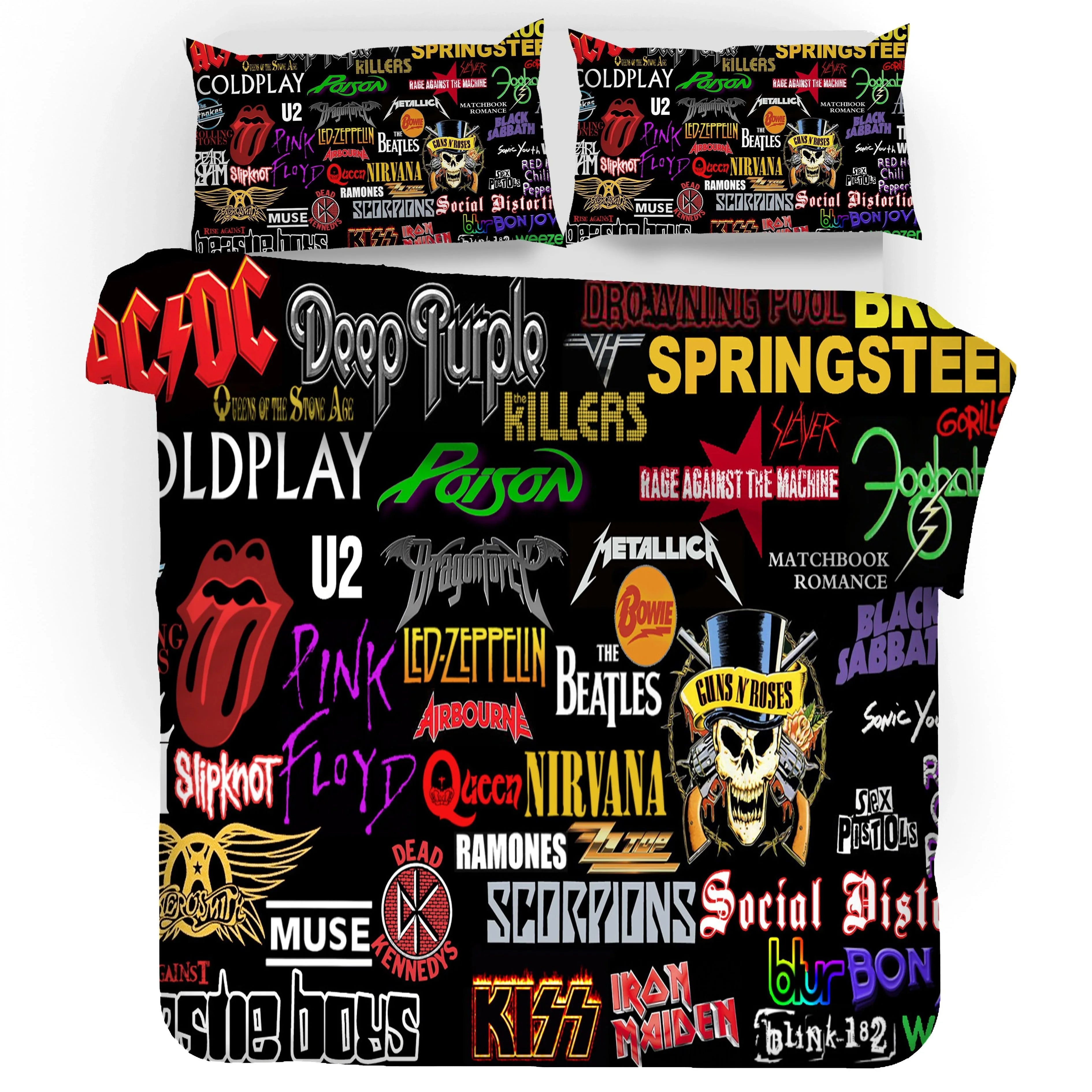 3D Rock Bands Sign Quilt Cover Set Bedding Set Pillowcases 84- Jess Art Decoration