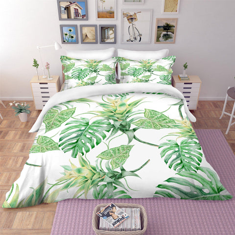 3D Green Palm Leaves Quilt Cover Set Bedding Set Pillowcases 05- Jess Art Decoration