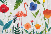 3D Flamingo Floral Wall Mural Wallpaper SF92- Jess Art Decoration