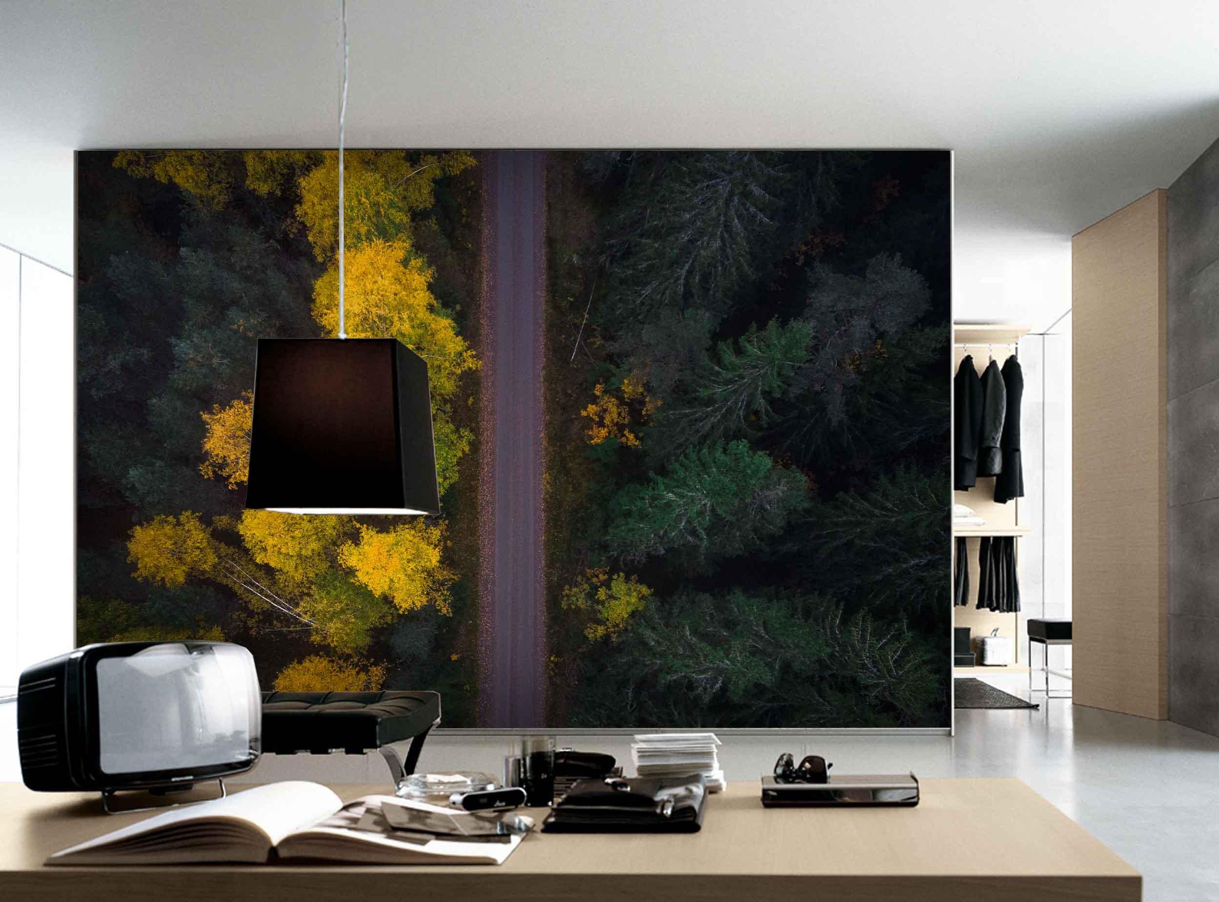 3D autumn forest highway wall mural wallpaper 40- Jess Art Decoration