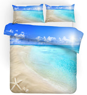 3D Blue Sea Beach Starfish Quilt Cover Set Bedding Set Pillowcases 129- Jess Art Decoration