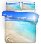 3D Blue Sea Beach Starfish Quilt Cover Set Bedding Set Pillowcases 129- Jess Art Decoration