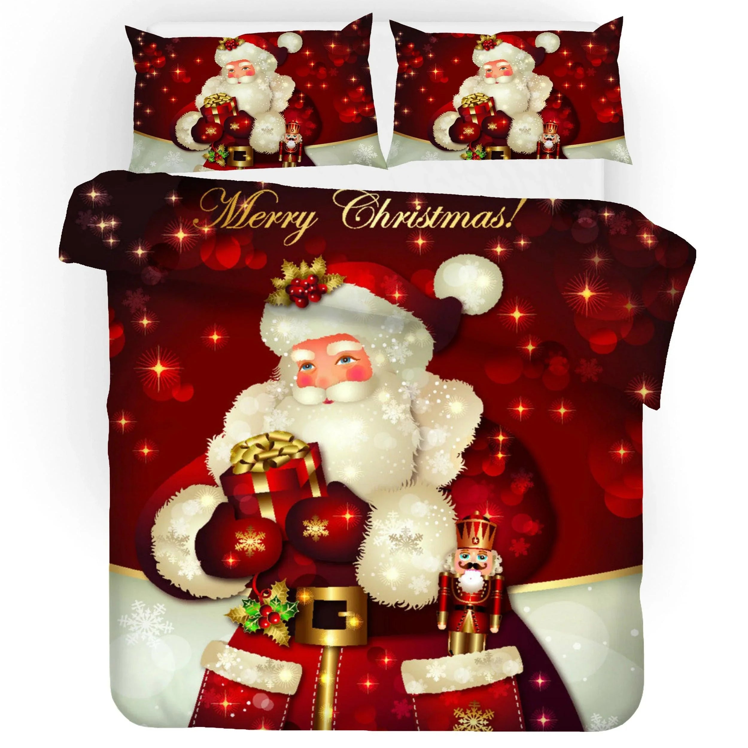 3D Merry Christmas Red Santa Claus Quilt Cover Set Bedding Set Duvet Cover Pillowcases JN 3066- Jess Art Decoration