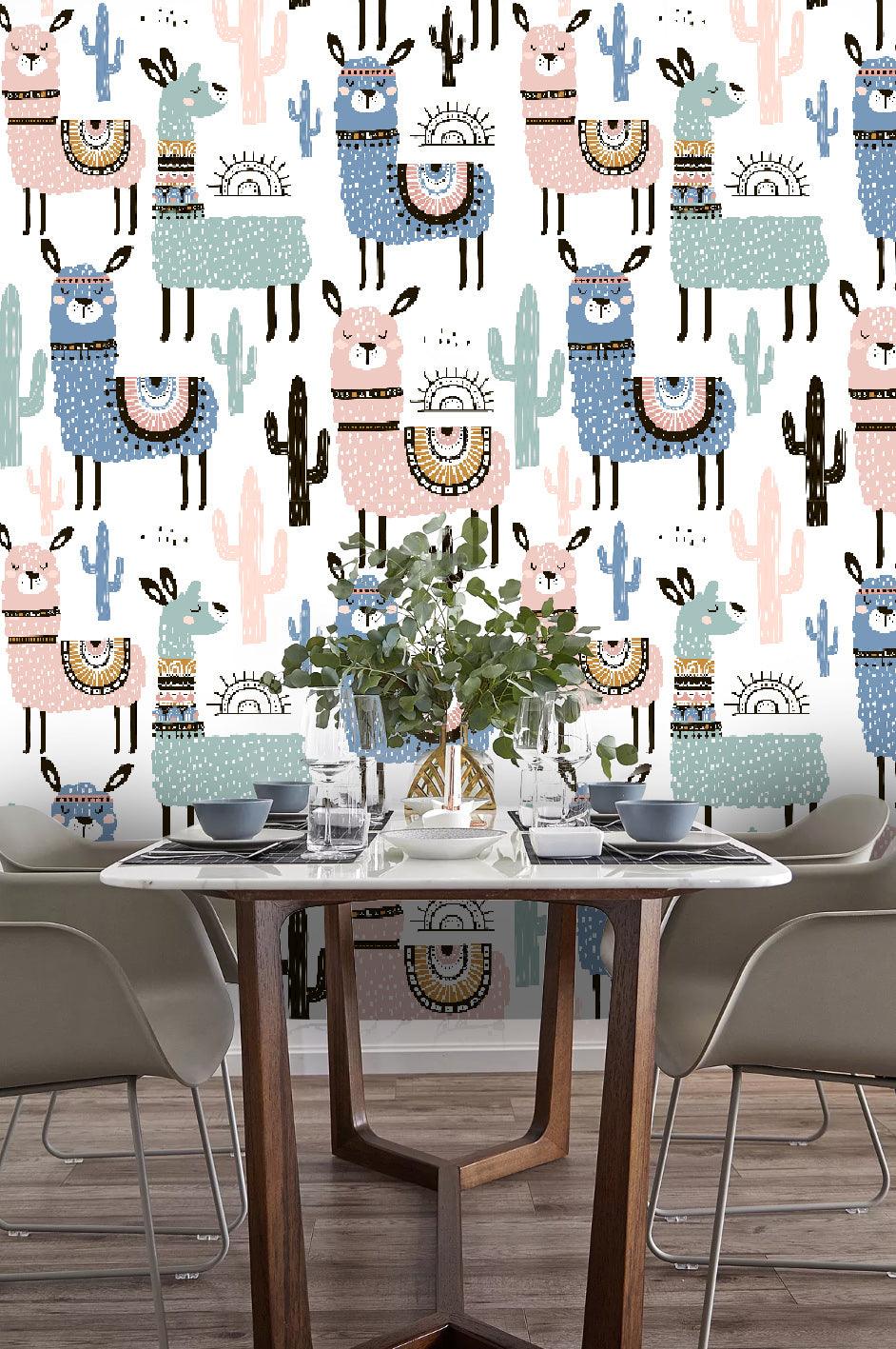 3D Color Cartoon Alpaca Wall Mural Wallpaper 11- Jess Art Decoration