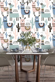 3D Color Cartoon Alpaca Wall Mural Wallpaper 11- Jess Art Decoration
