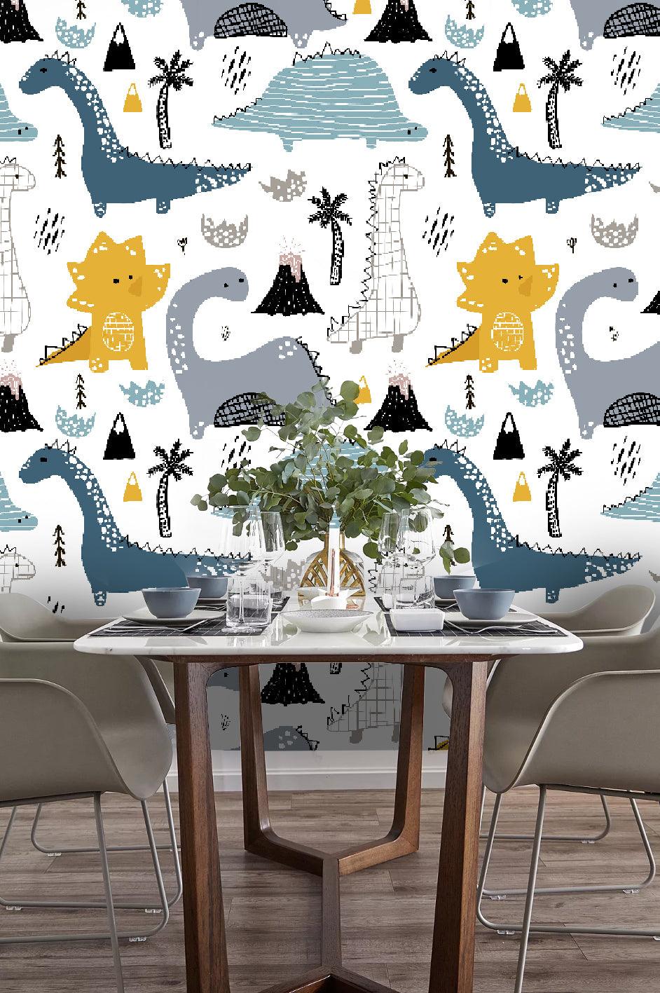 3D Cartoon Dinosaur Wall Mural Wallpaper 9- Jess Art Decoration