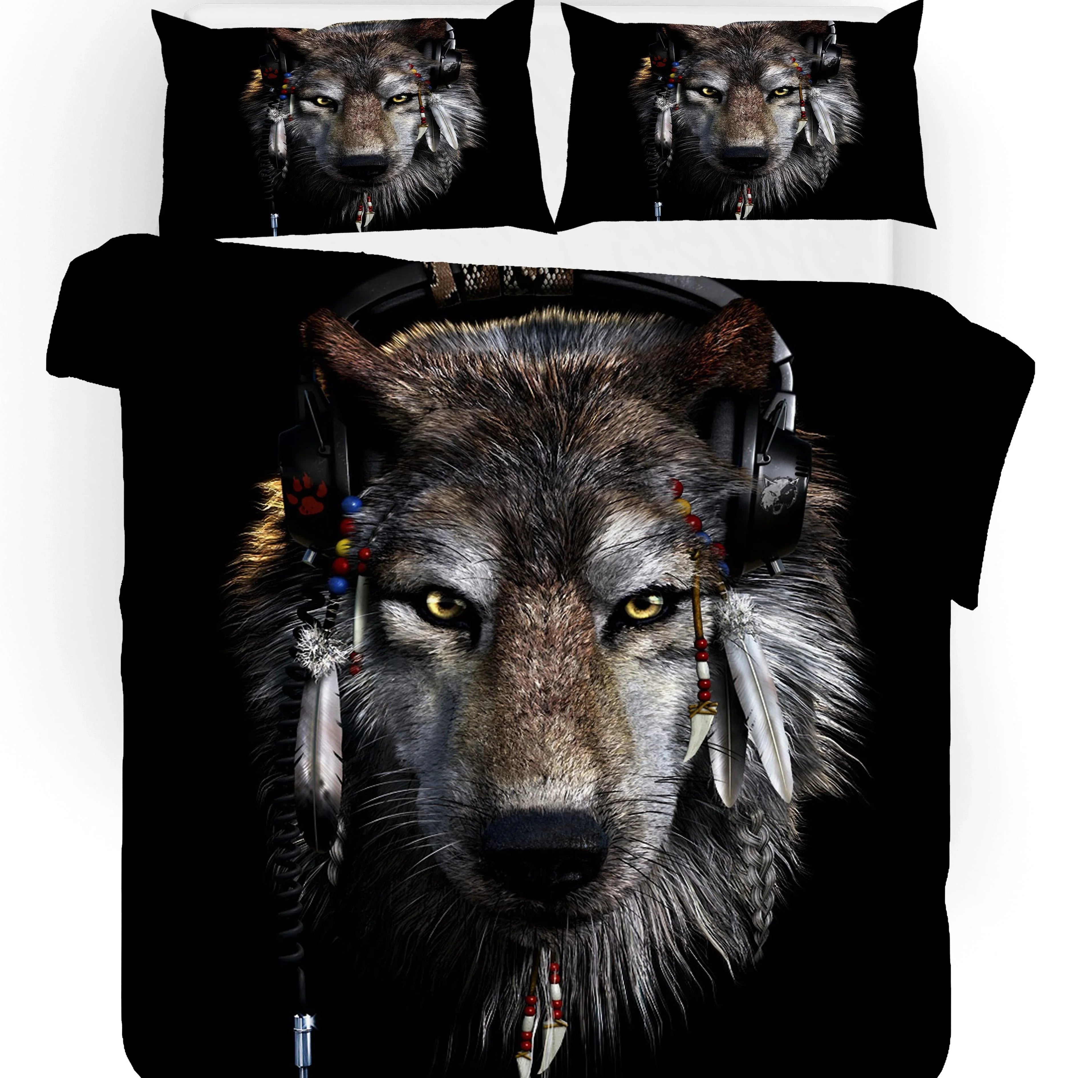3D Black Wolf Quilt Cover Set Bedding Set Pillowcases 34- Jess Art Decoration
