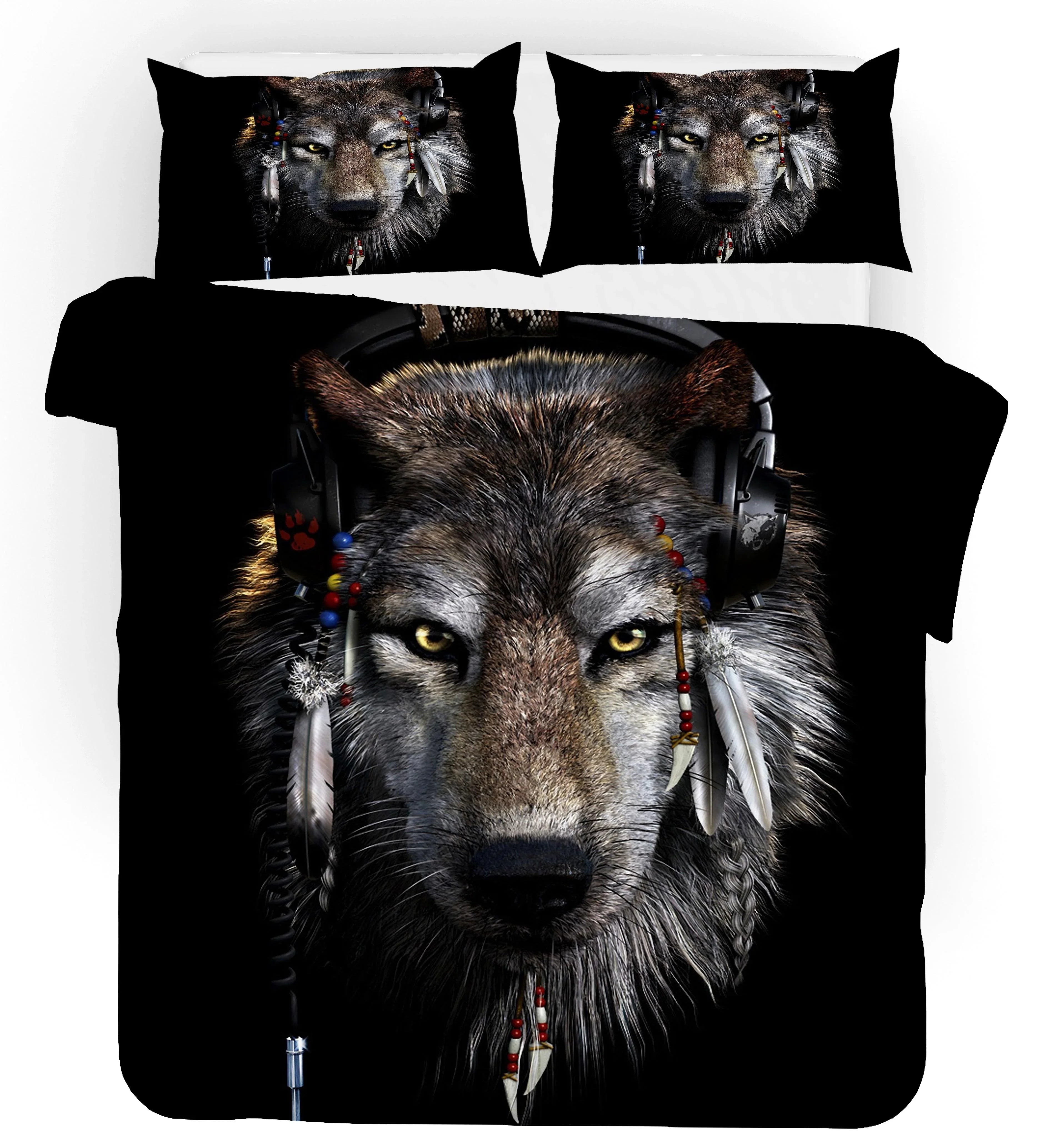 3D Black Wolf Quilt Cover Set Bedding Set Pillowcases 34- Jess Art Decoration