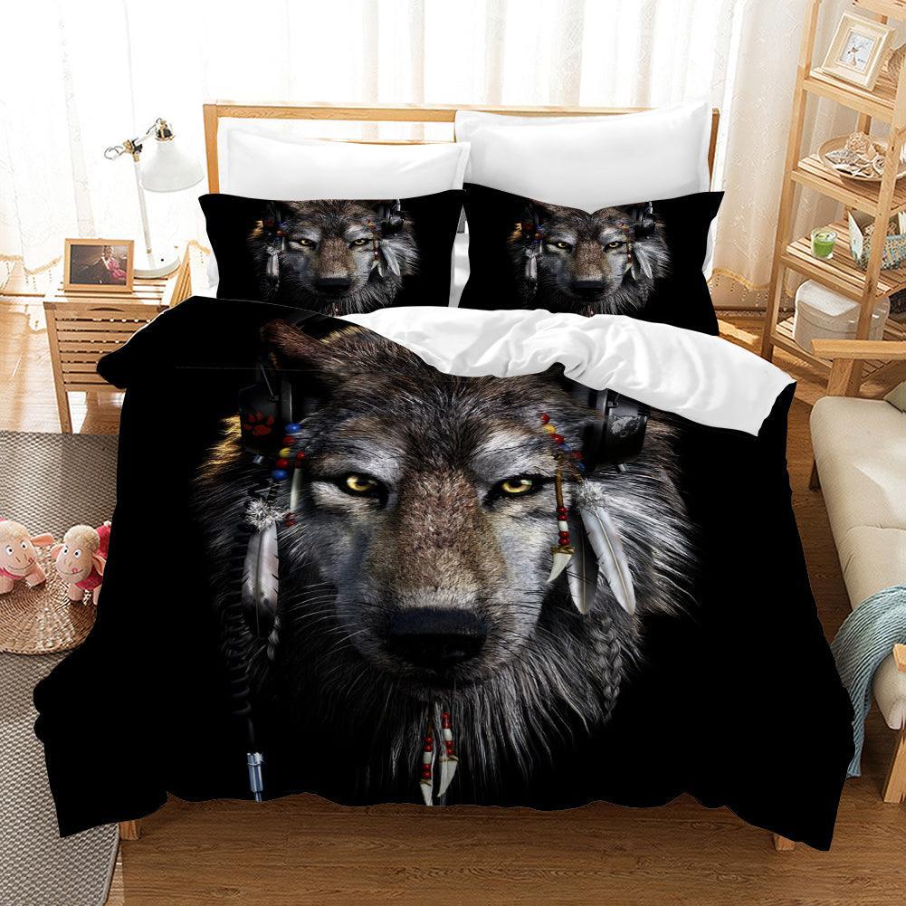 3D Black Wolf Quilt Cover Set Bedding Set Pillowcases 34- Jess Art Decoration