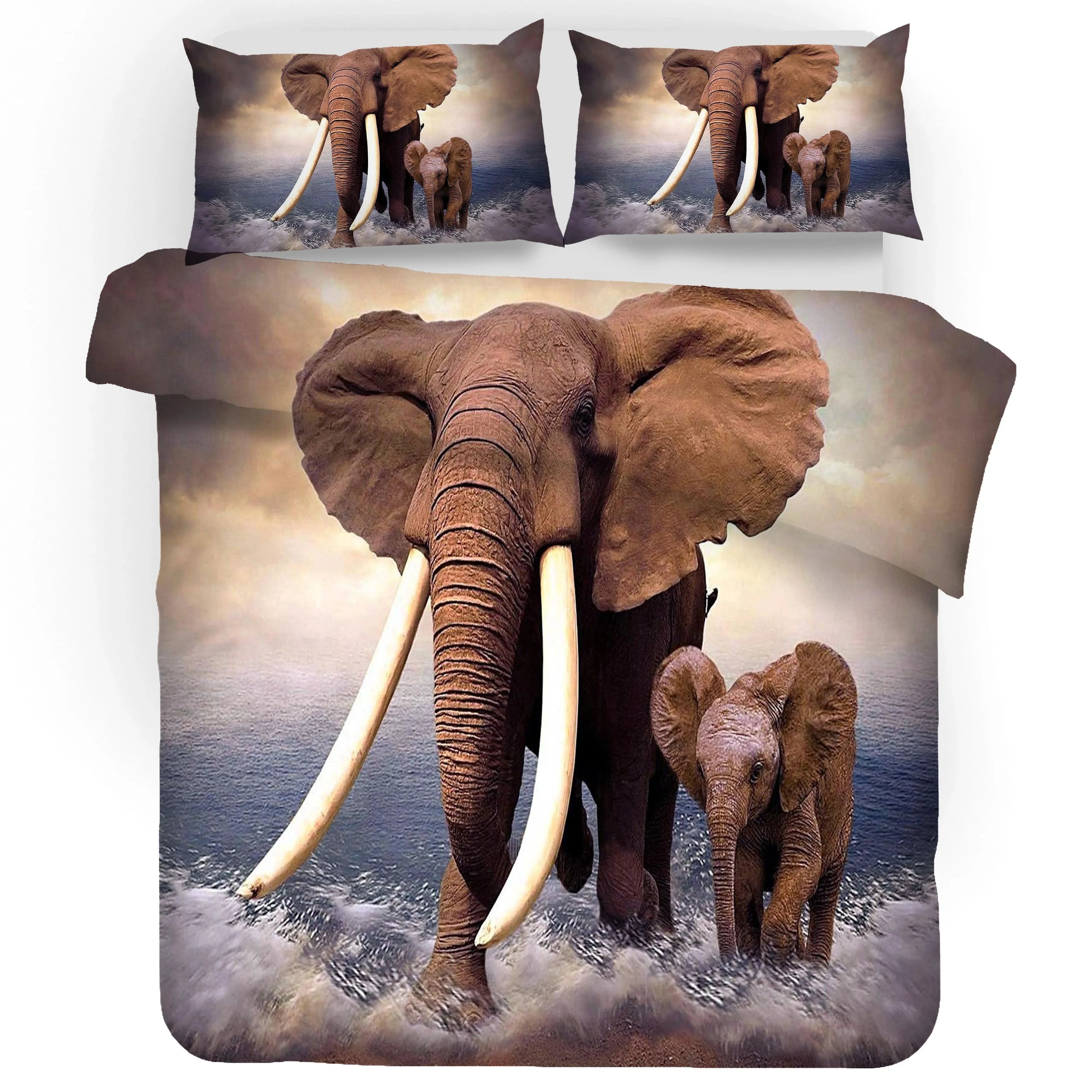 3D Elephant Quilt Cover Set Bedding Set Duvet Cover Pillowcases SF206- Jess Art Decoration