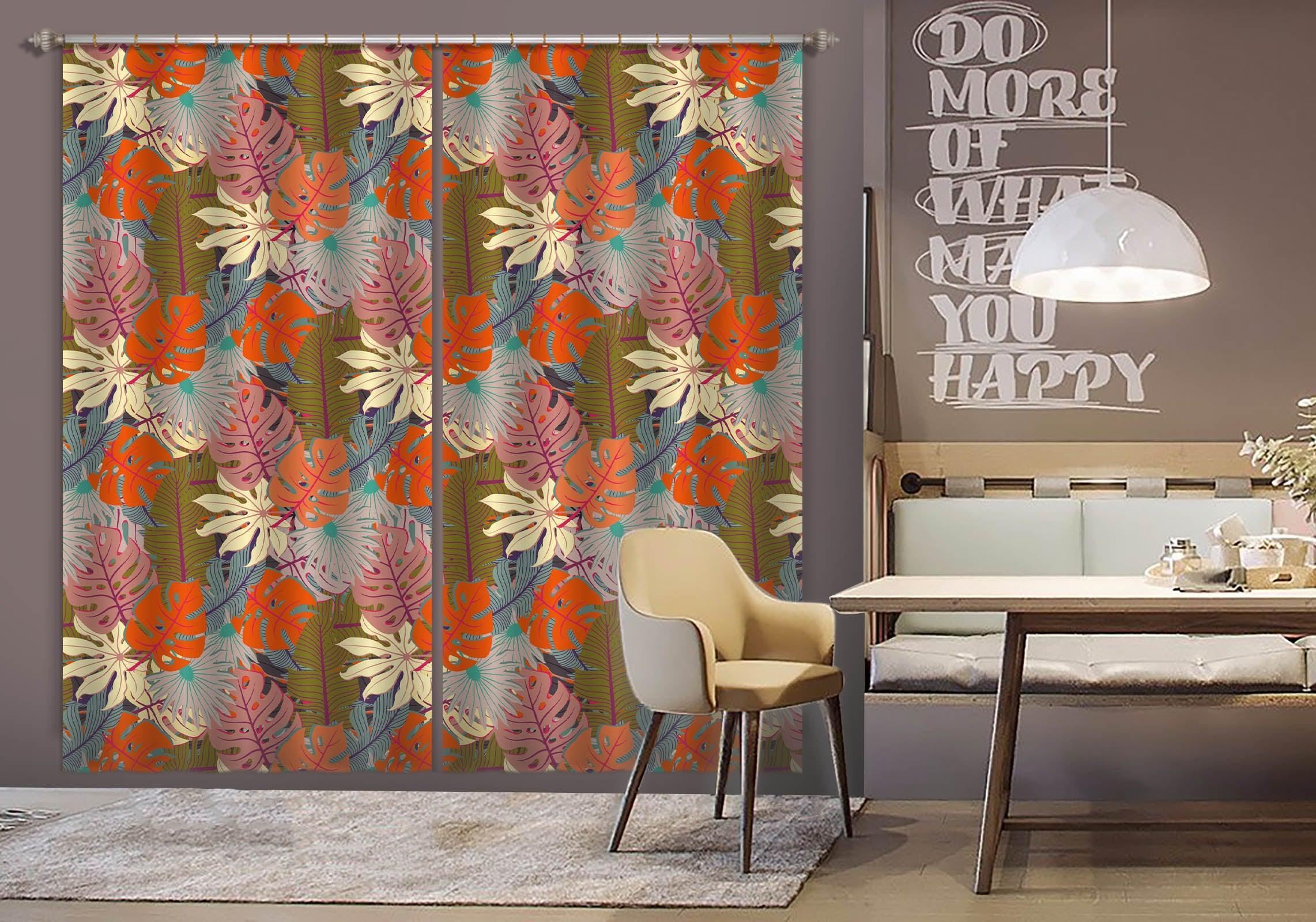 3D Color Leaves Curtains and Drapes 99- Jess Art Decoration