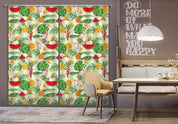 3D Green Tropical Leaves Color Fruits Watermelon Orange  Pitaya Curtains and Drapes 195- Jess Art Decoration