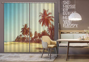 3D Seaside Beach Palm Tree Curtains and Drapes  77- Jess Art Decoration