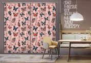 3D Pink Background Color Butterfly Pattern Curtains and Drapes 203- Jess Art Decoration