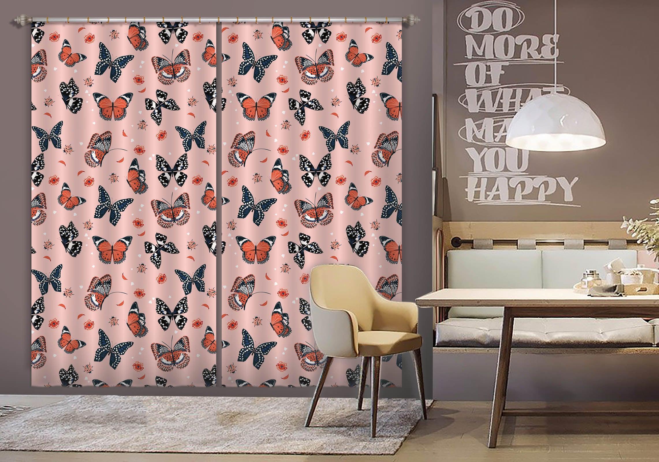 3D Pink Background Color Butterfly Pattern Curtains and Drapes 203- Jess Art Decoration
