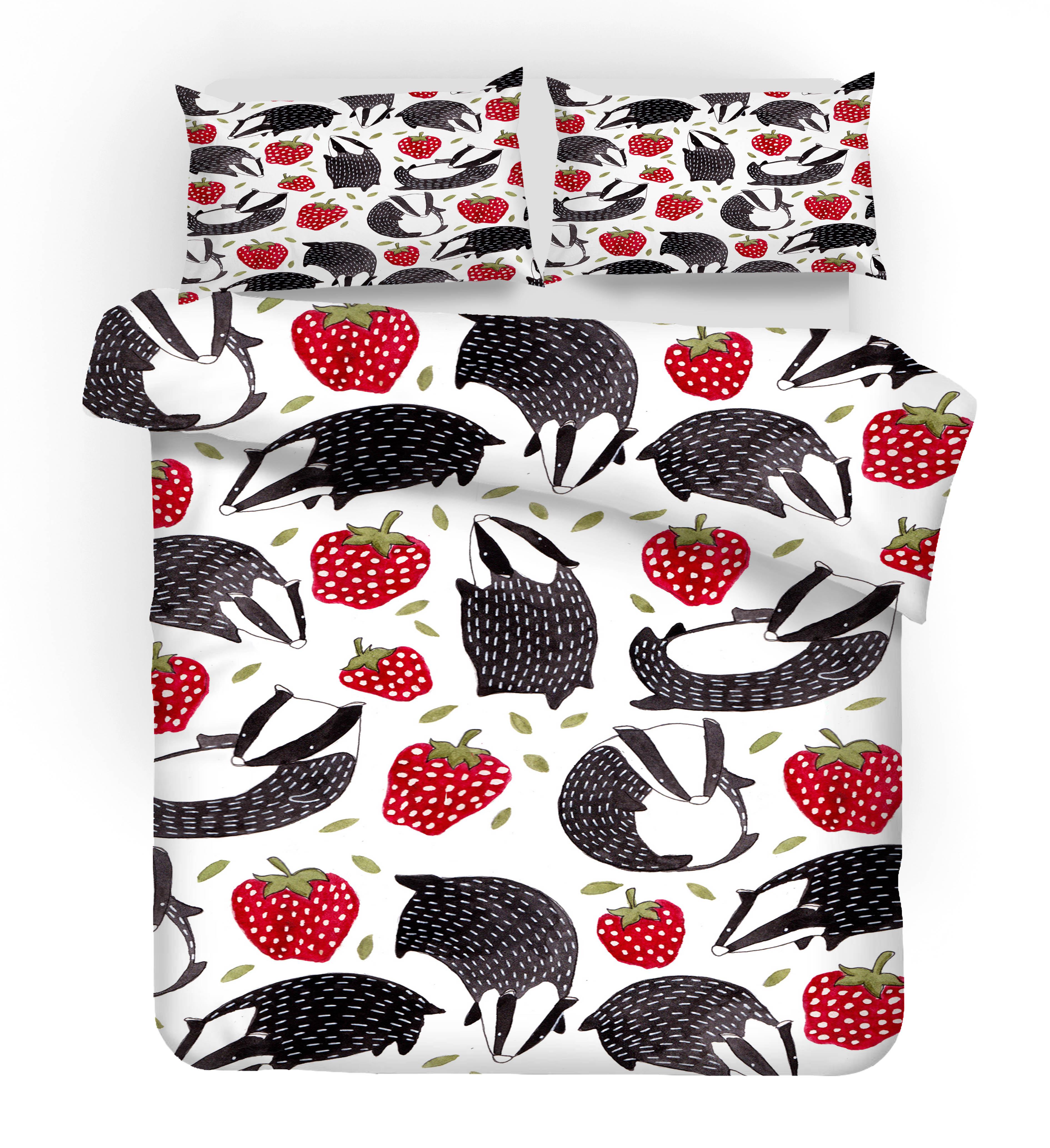 3D Strawberry Animals Quilt Cover Set Bedding Set Pillowcases 221- Jess Art Decoration