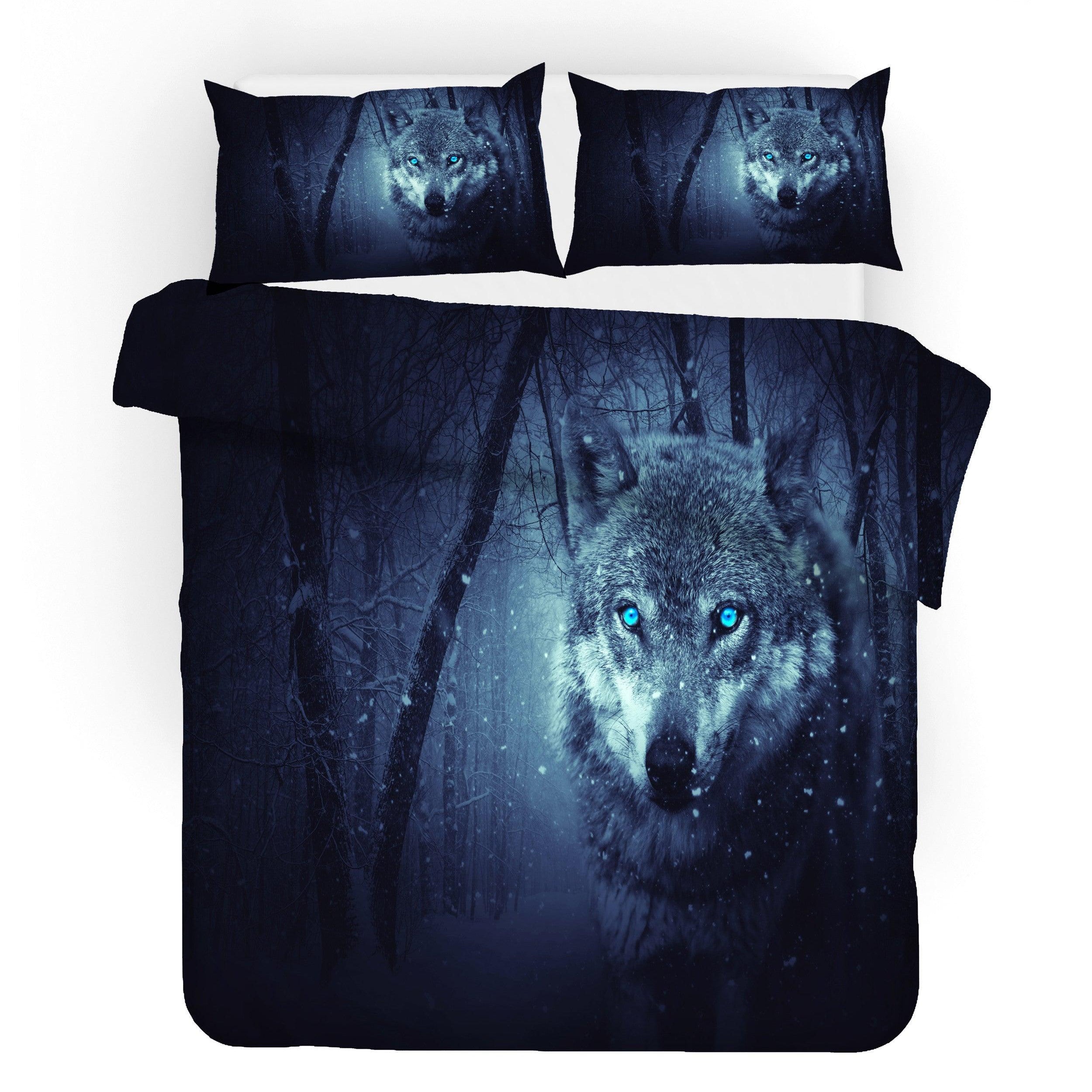 3D Snow Forest Wolf Quilt Cover Set Bedding Set Pillowcases 21- Jess Art Decoration