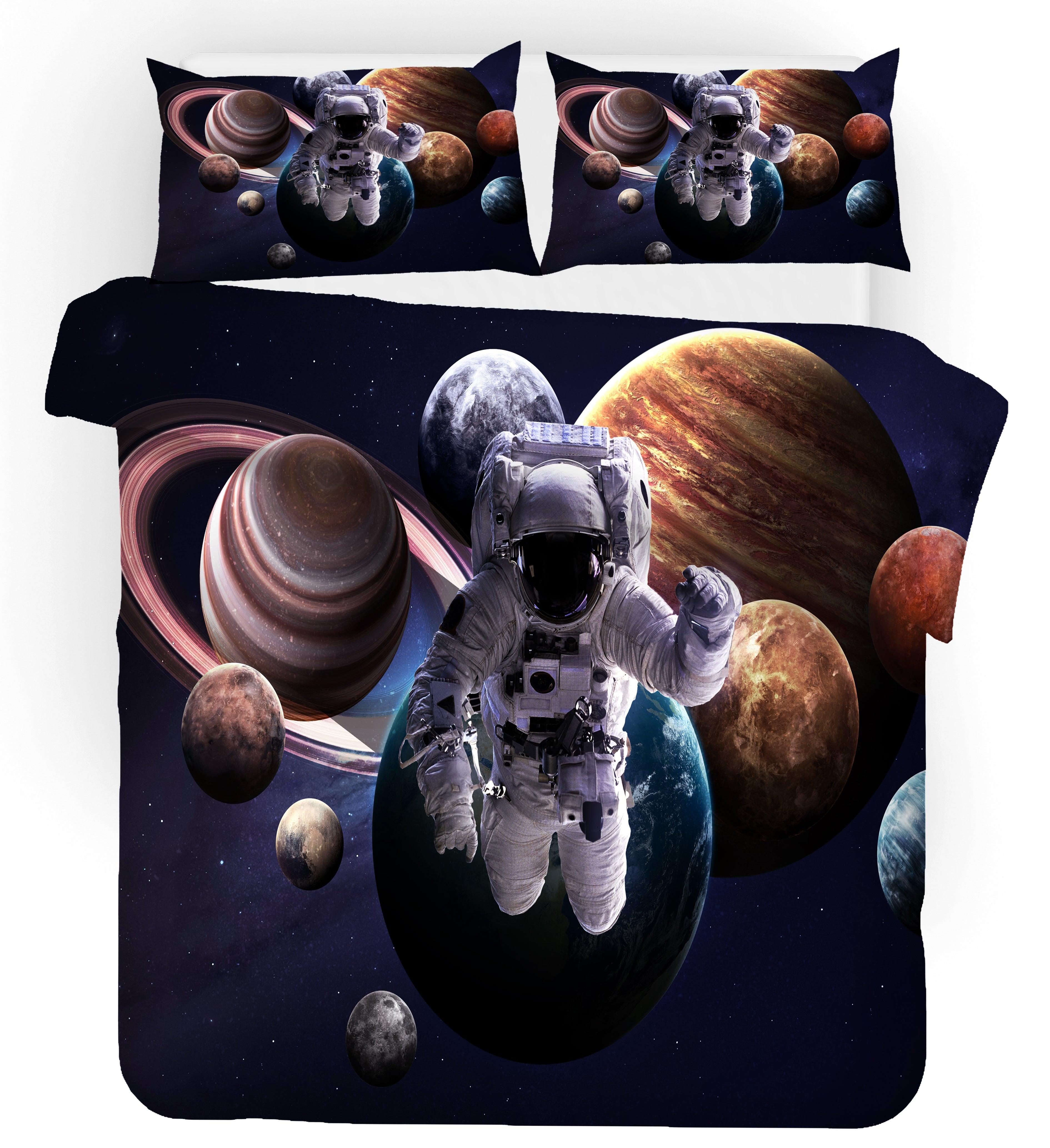 3D Astronaut Universe Planet Quilt Cover Set Bedding Set Pillowcases 59- Jess Art Decoration