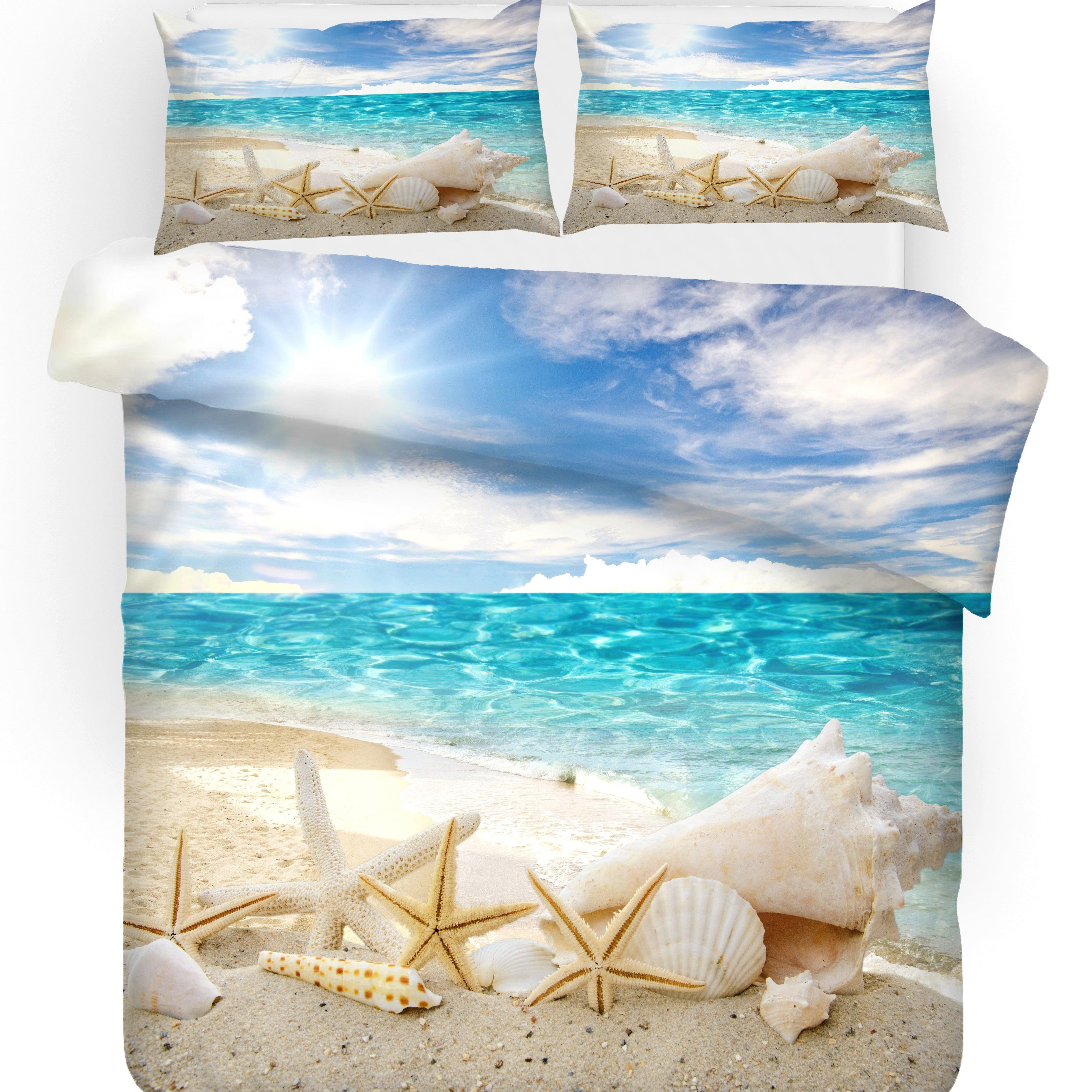3D Sea Beach Conch Starfish Shell Quilt Cover Set Bedding Set Pillowcases 130- Jess Art Decoration