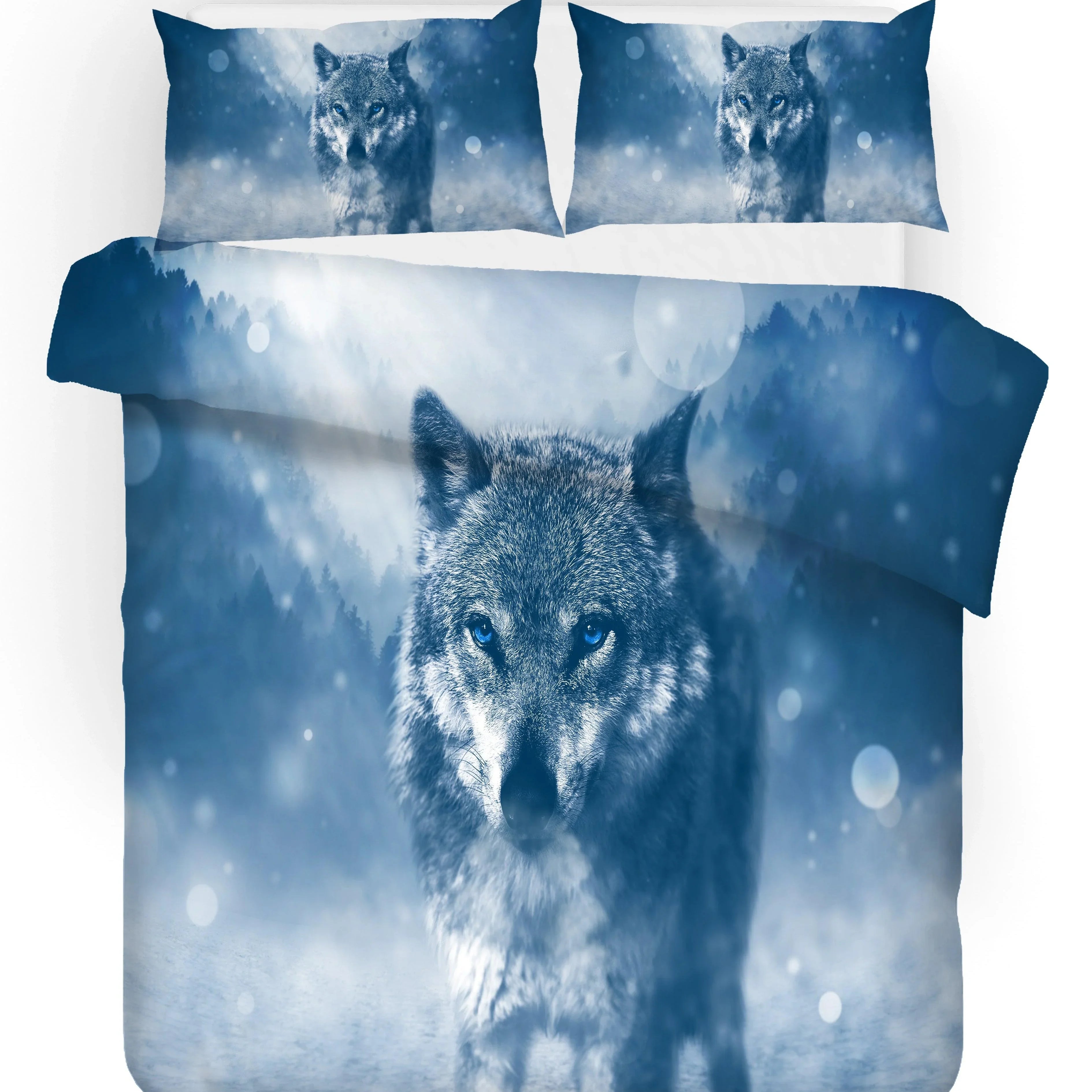 3D Blue Wolf Quilt Cover Set Bedding Set Pillowcases 35- Jess Art Decoration